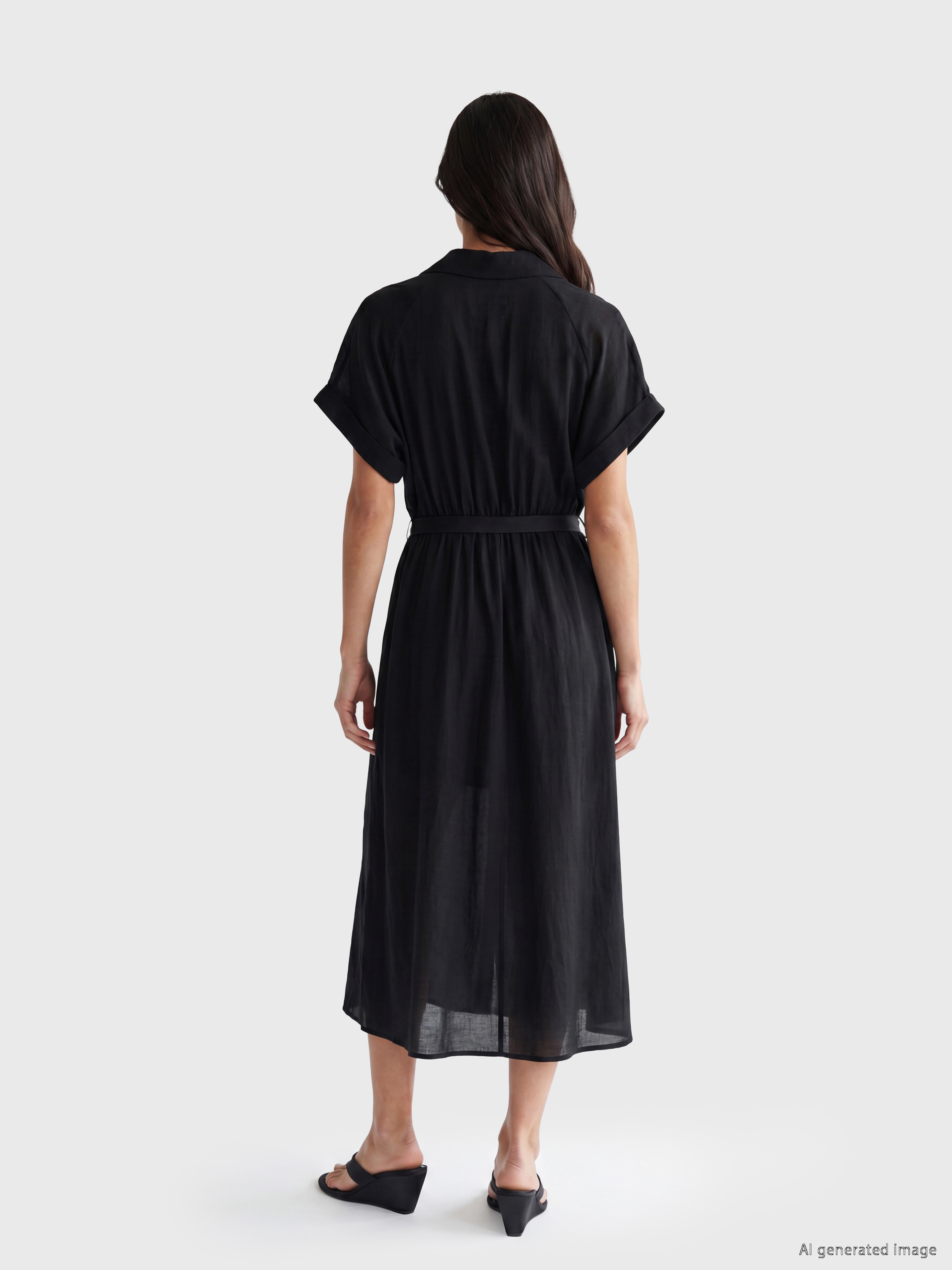 LCW Vision Kemerli Gömlek Elbise görsel 4