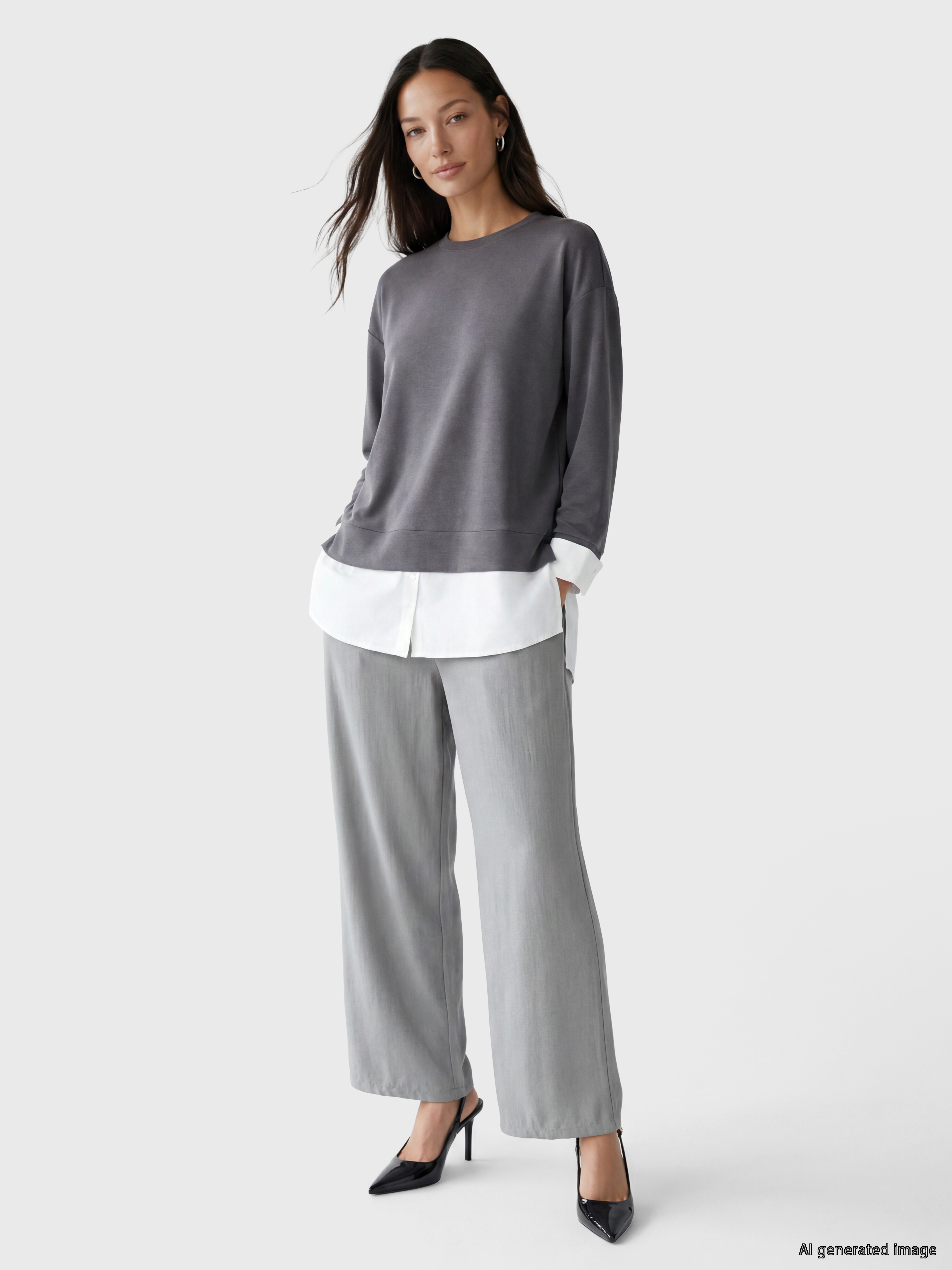 LCW EVERYDAY Soft Touch Oversize Kadın Sweatshirt Tunik görsel 2