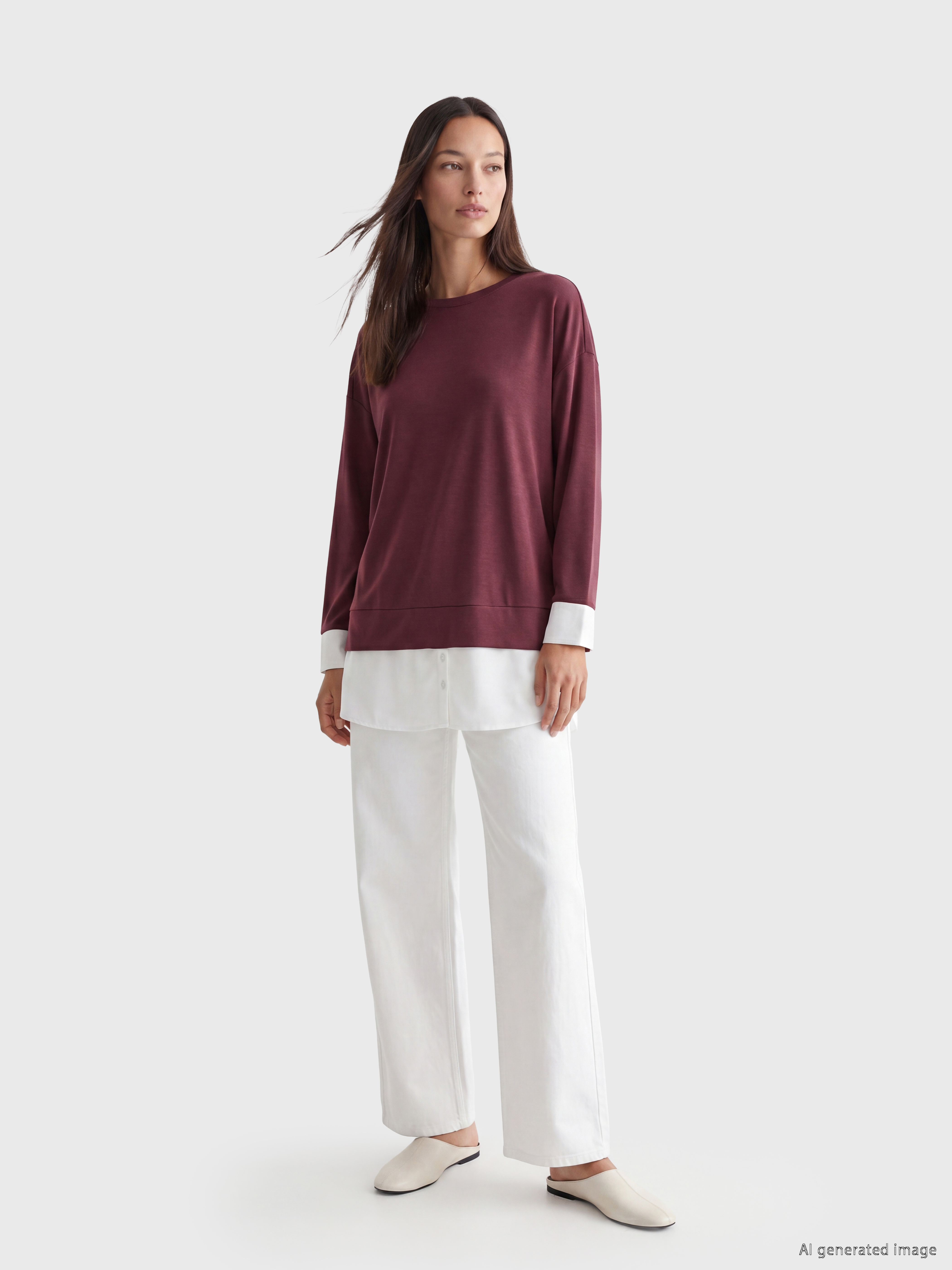 LCW EVERYDAY Soft Touch Oversize Kadın Sweatshirt Tunik görsel 2