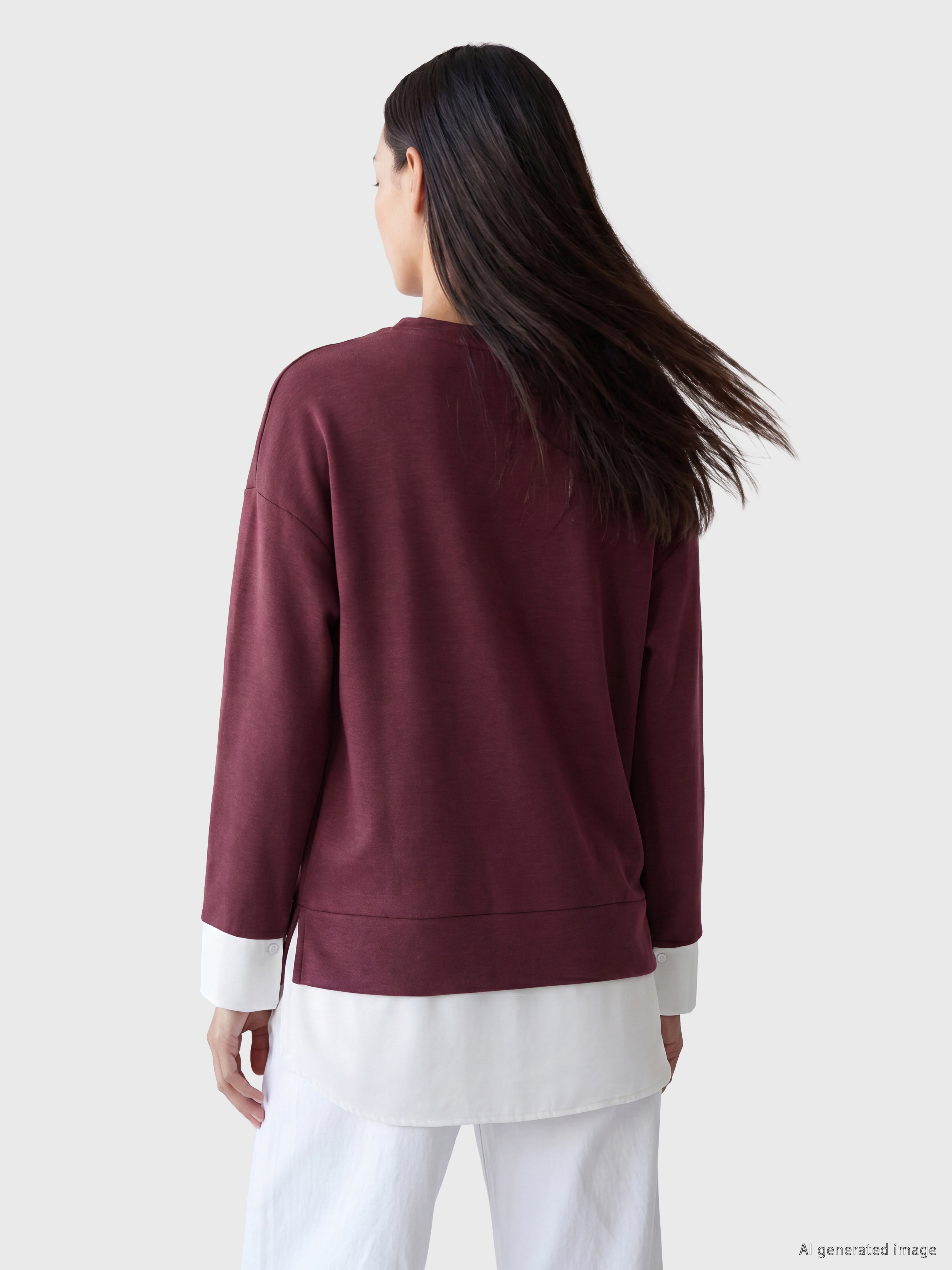 LCW EVERYDAY Soft Touch Oversize Kadın Sweatshirt Tunik görsel 3