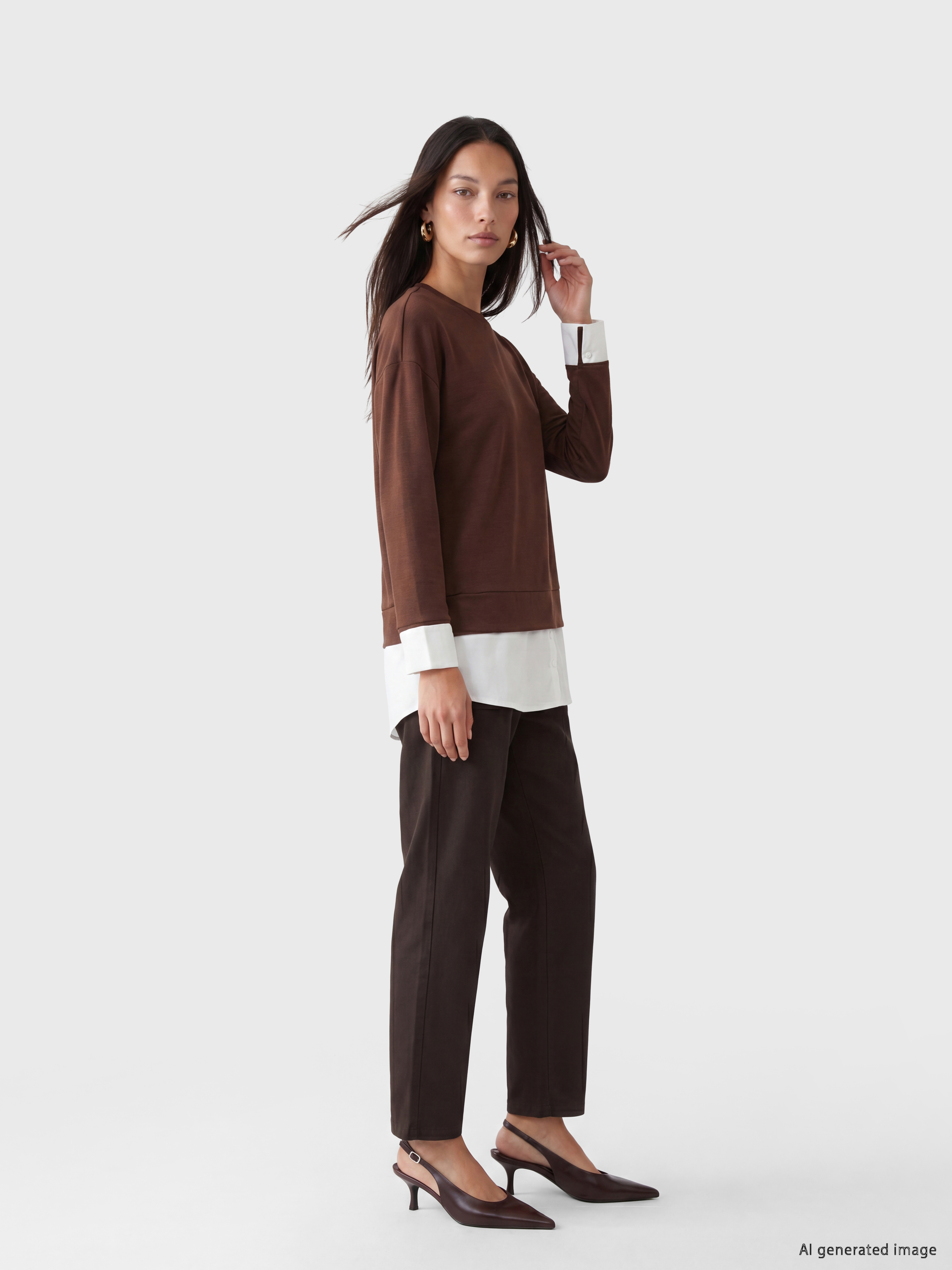 LCW EVERYDAY Soft Touch Oversize Kadın Sweatshirt Tunik görsel 2