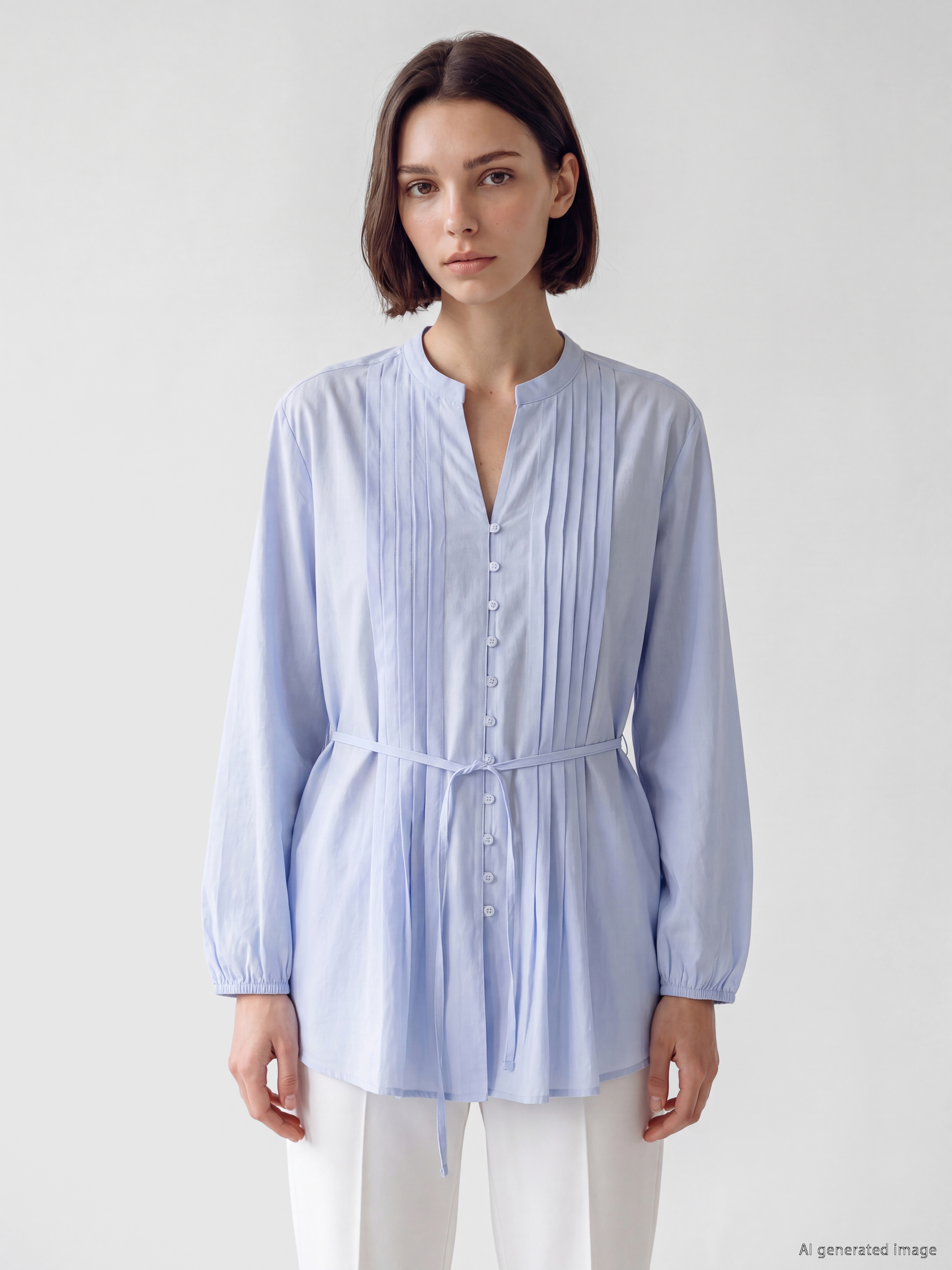 LCW Modest Pileli Kuşaklı Oversize Kadın Gömlek Tunik