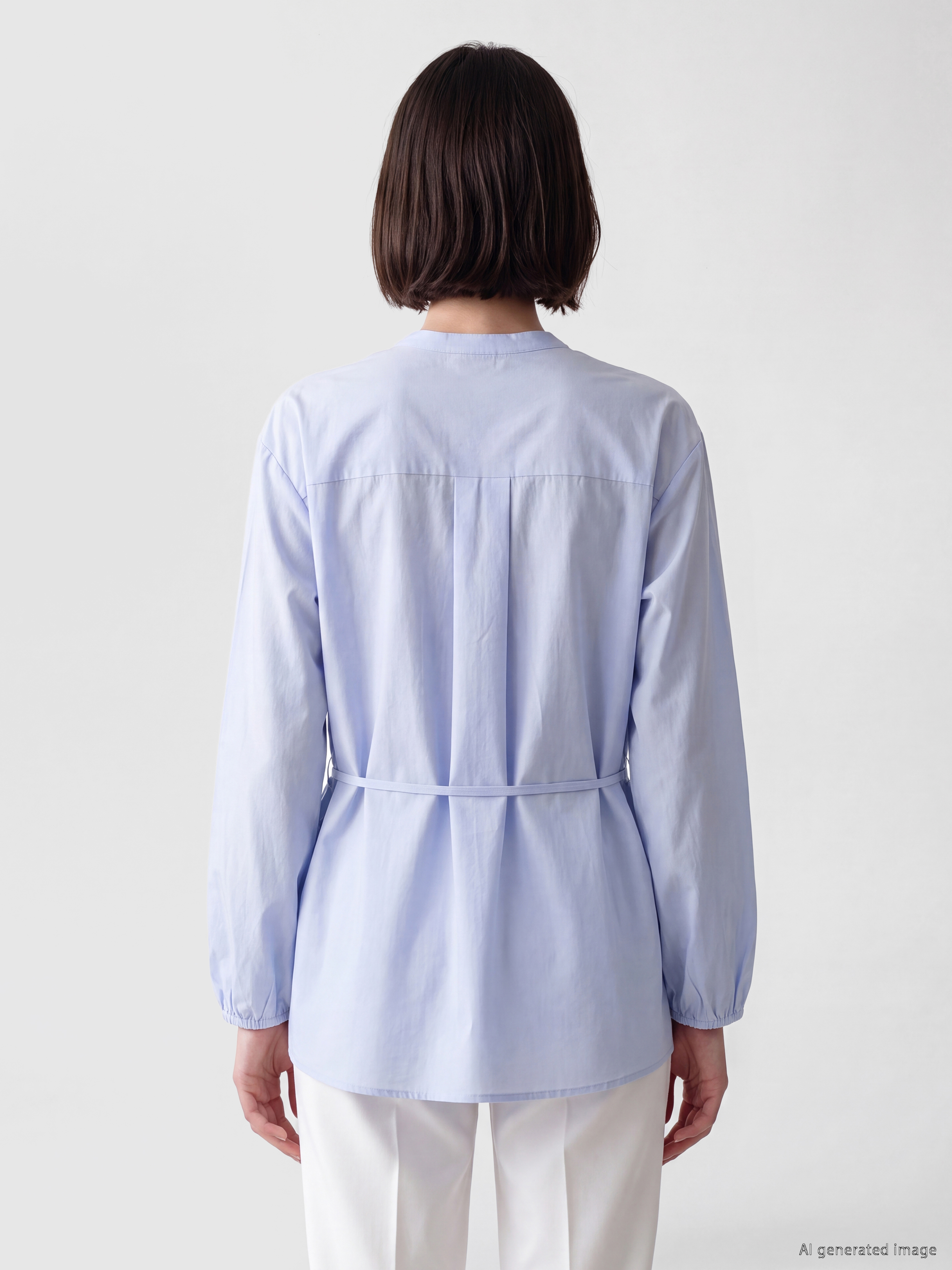LCW Modest Pileli Kuşaklı Oversize Kadın Gömlek Tunik görsel 4