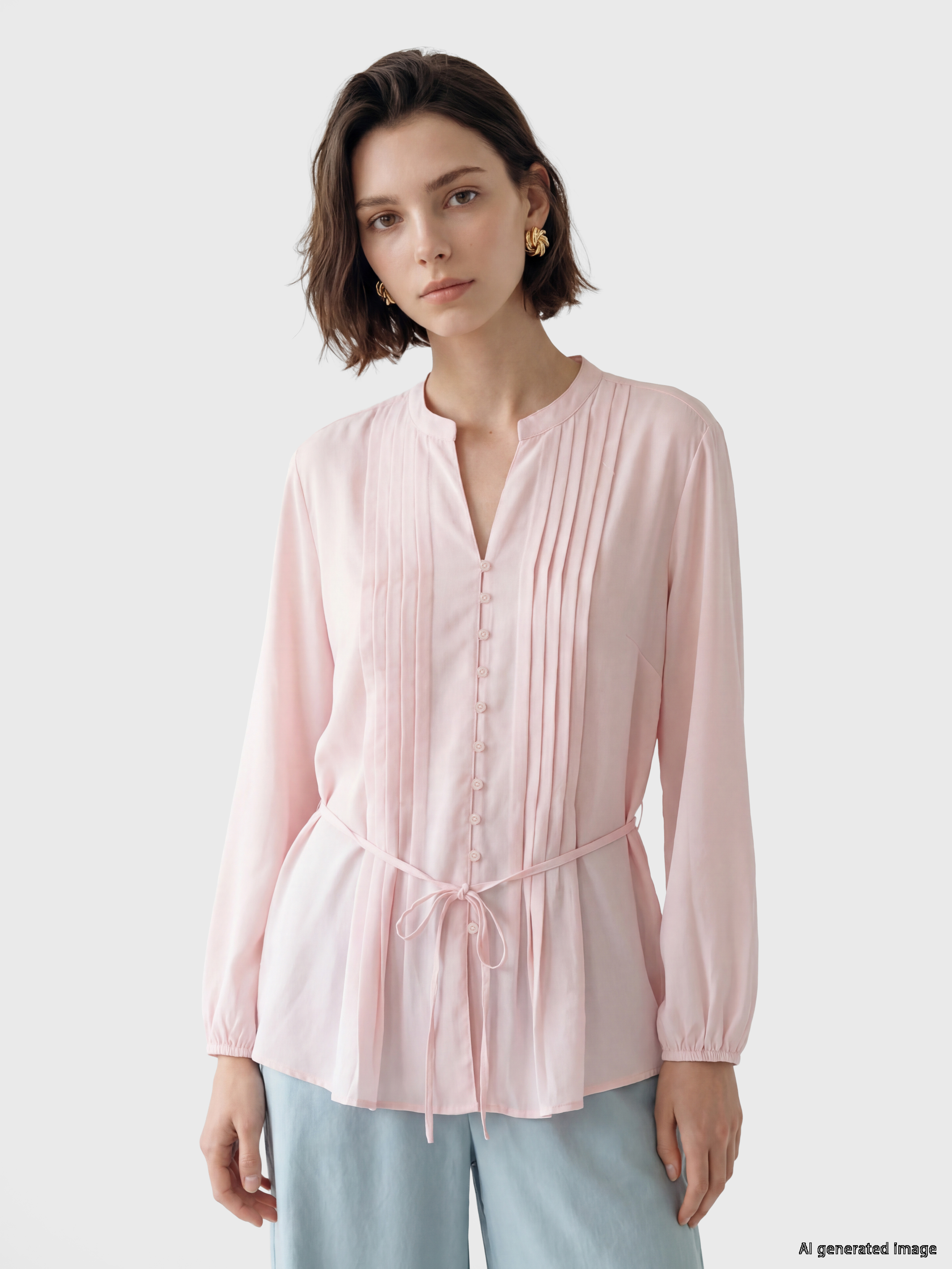 LCW Modest Pileli Kuşaklı Oversize Kadın Gömlek Tunik