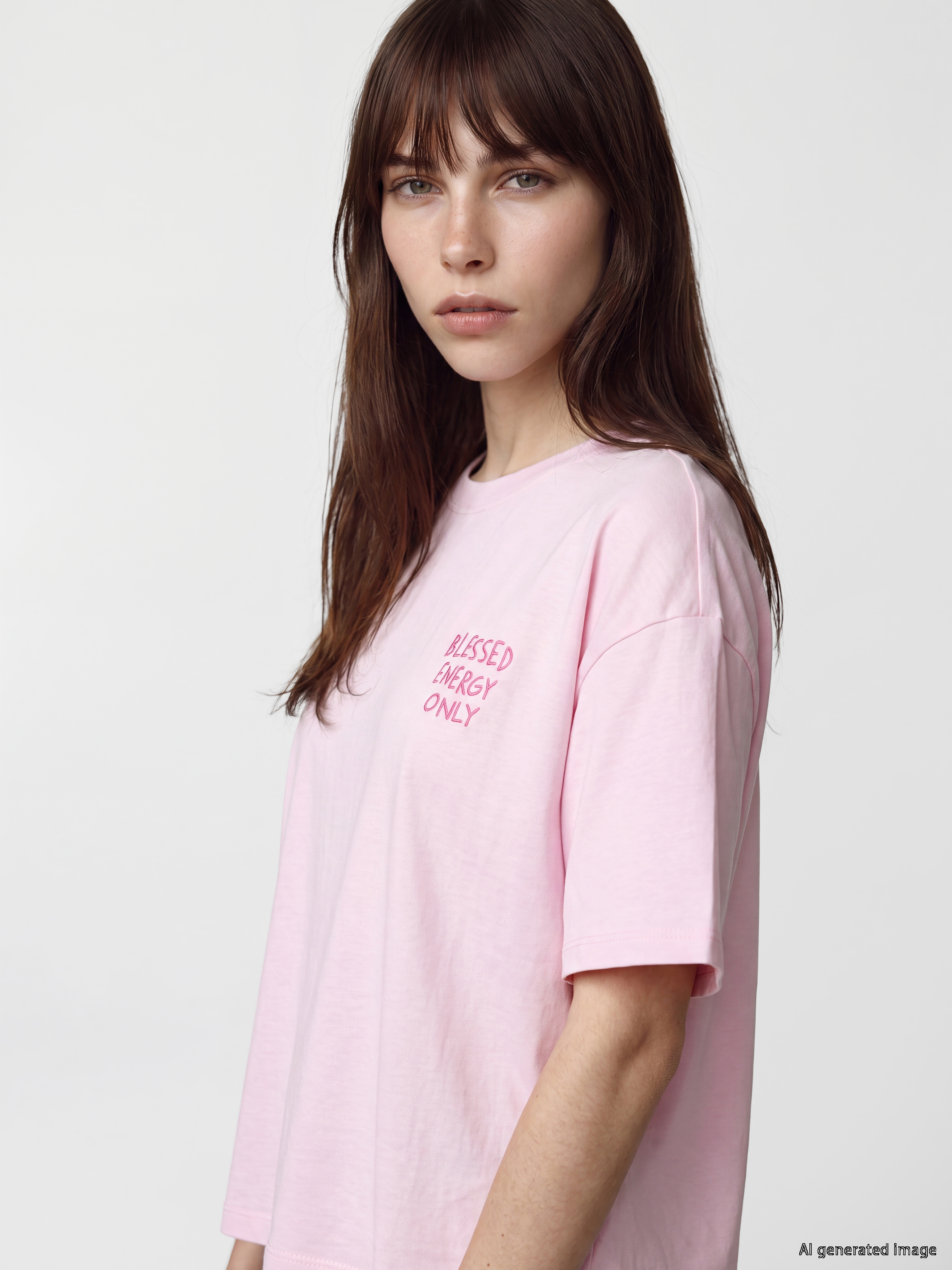 LCW Vision %100 Pamuklu Oversize Kadın Tişört görsel 3