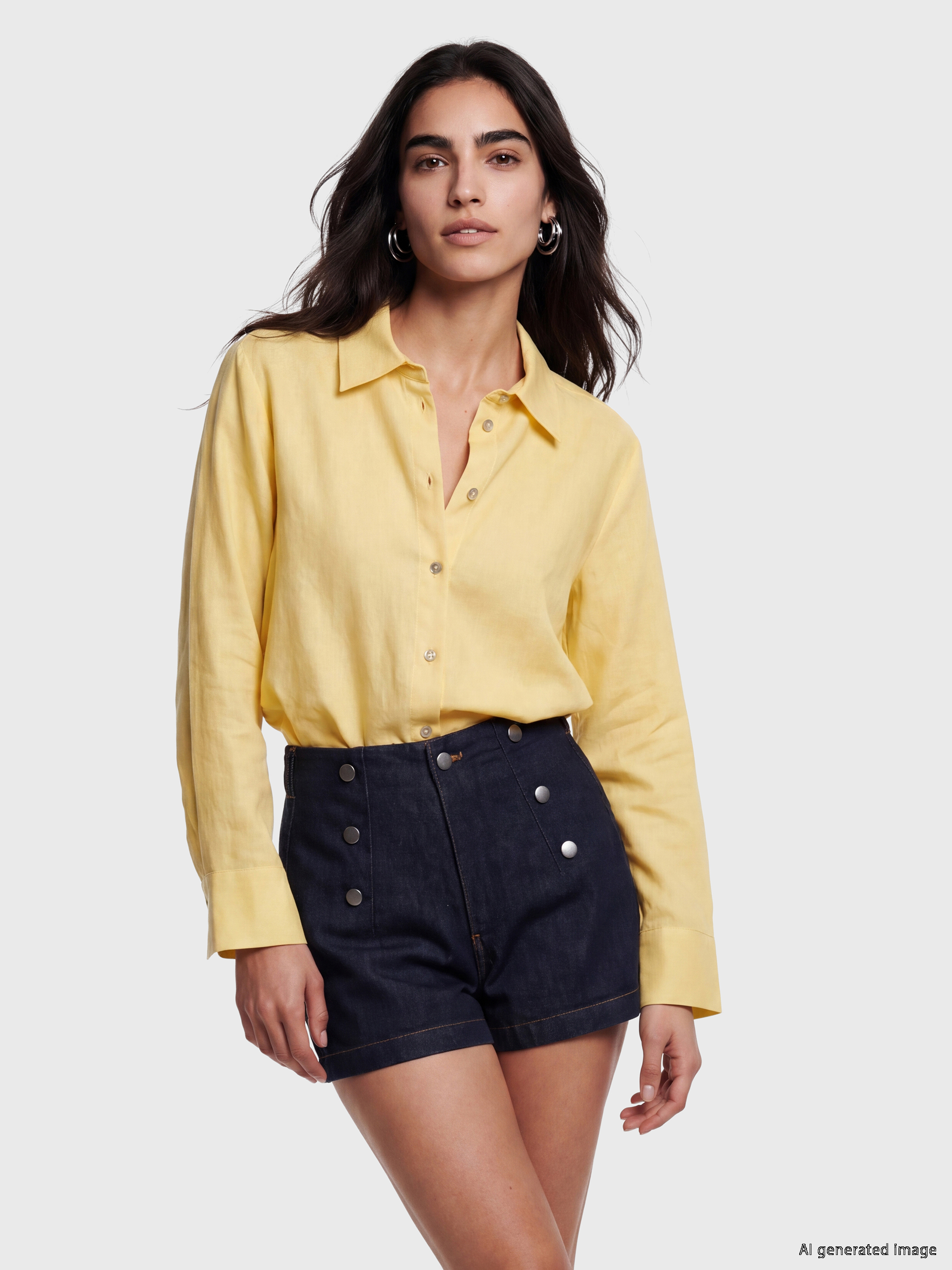LCW Vision Keten Karışımlı Oversize Kadın Gömlek