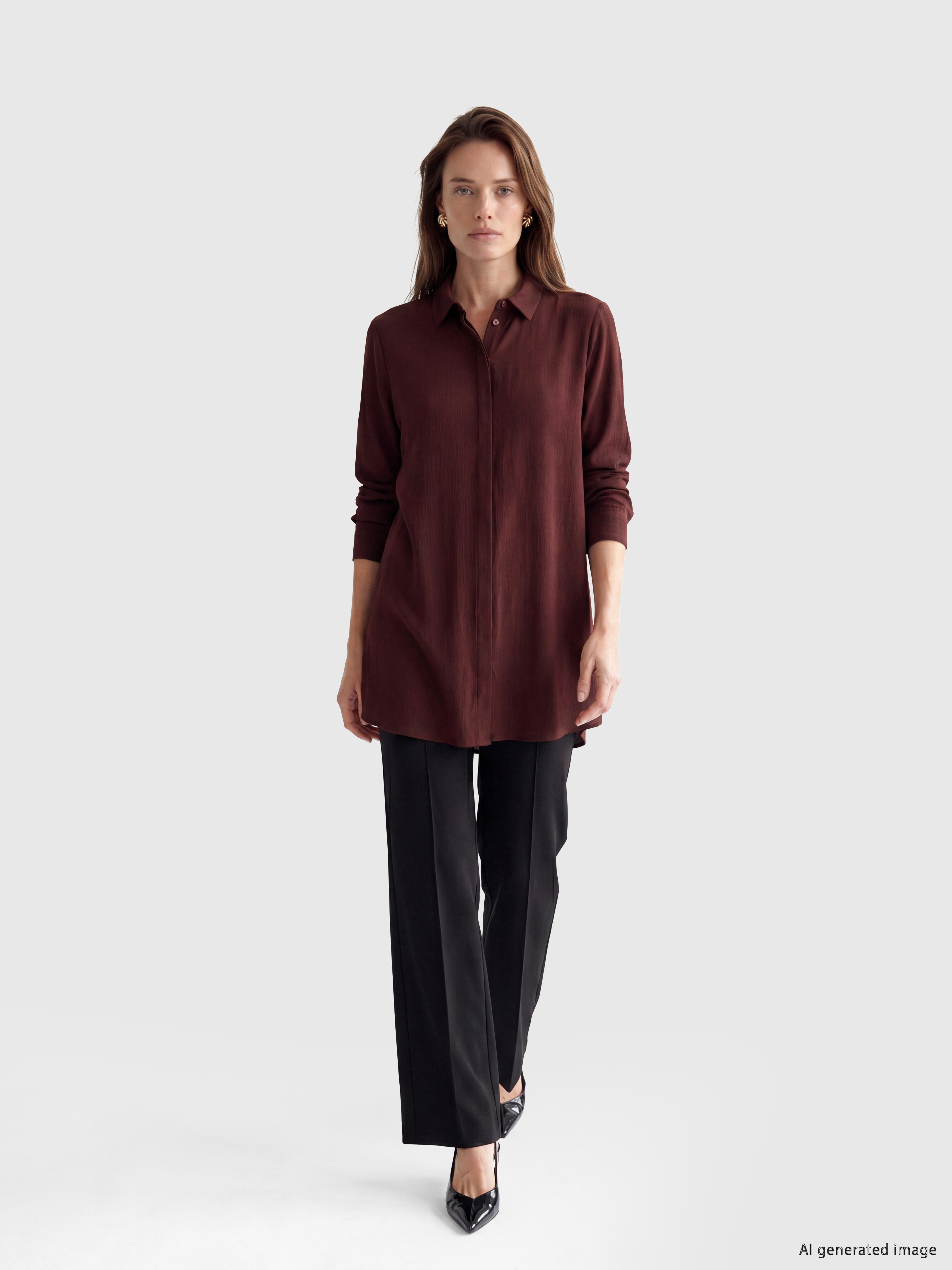 LCW Grace Regular Fit Kadın Gömlek Tunik görsel 2