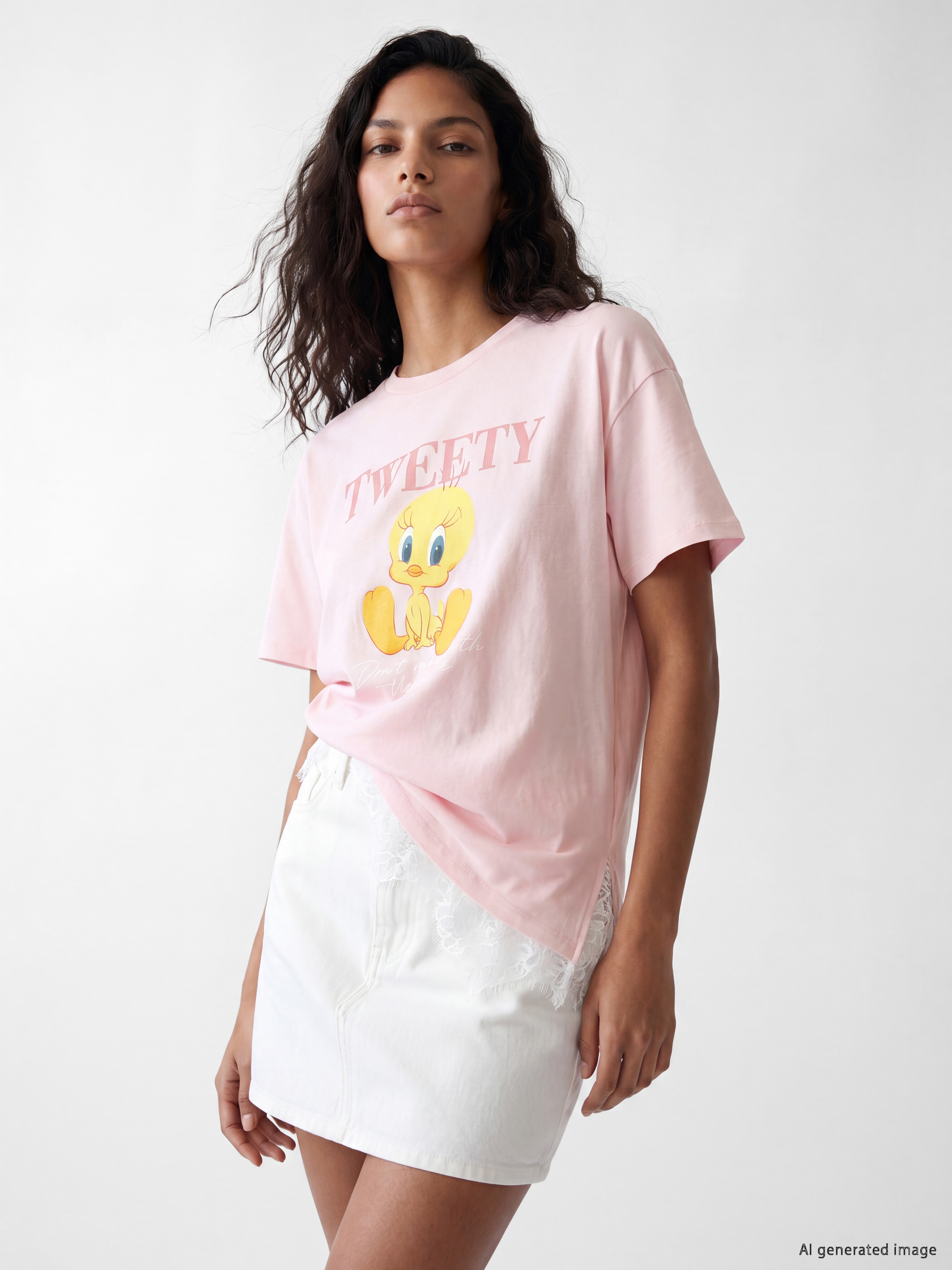 XSIDE Tweety Baskılı %100 Pamuklu Kadın Tişört