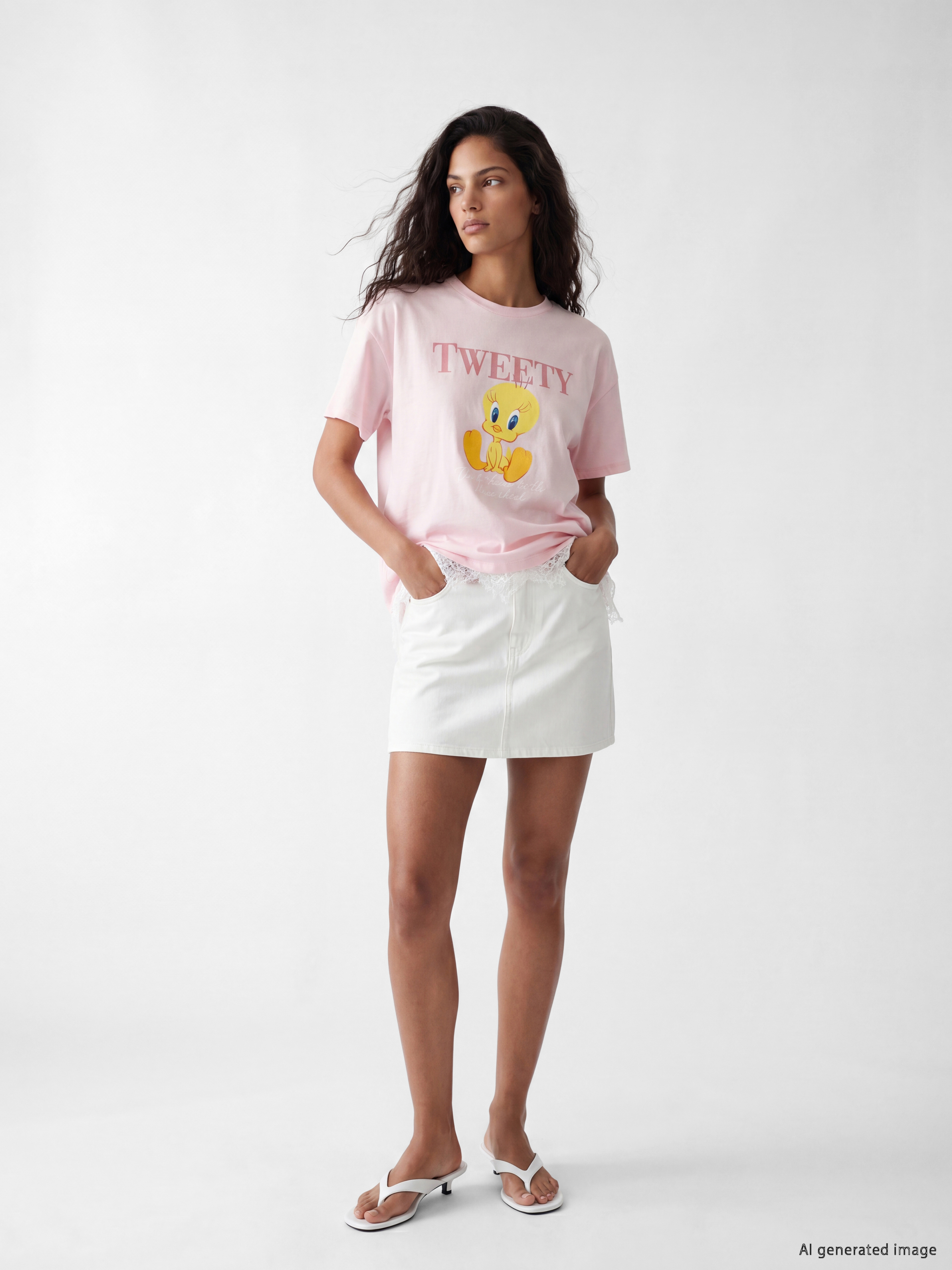 XSIDE Tweety Baskılı %100 Pamuklu Kadın Tişört görsel 2
