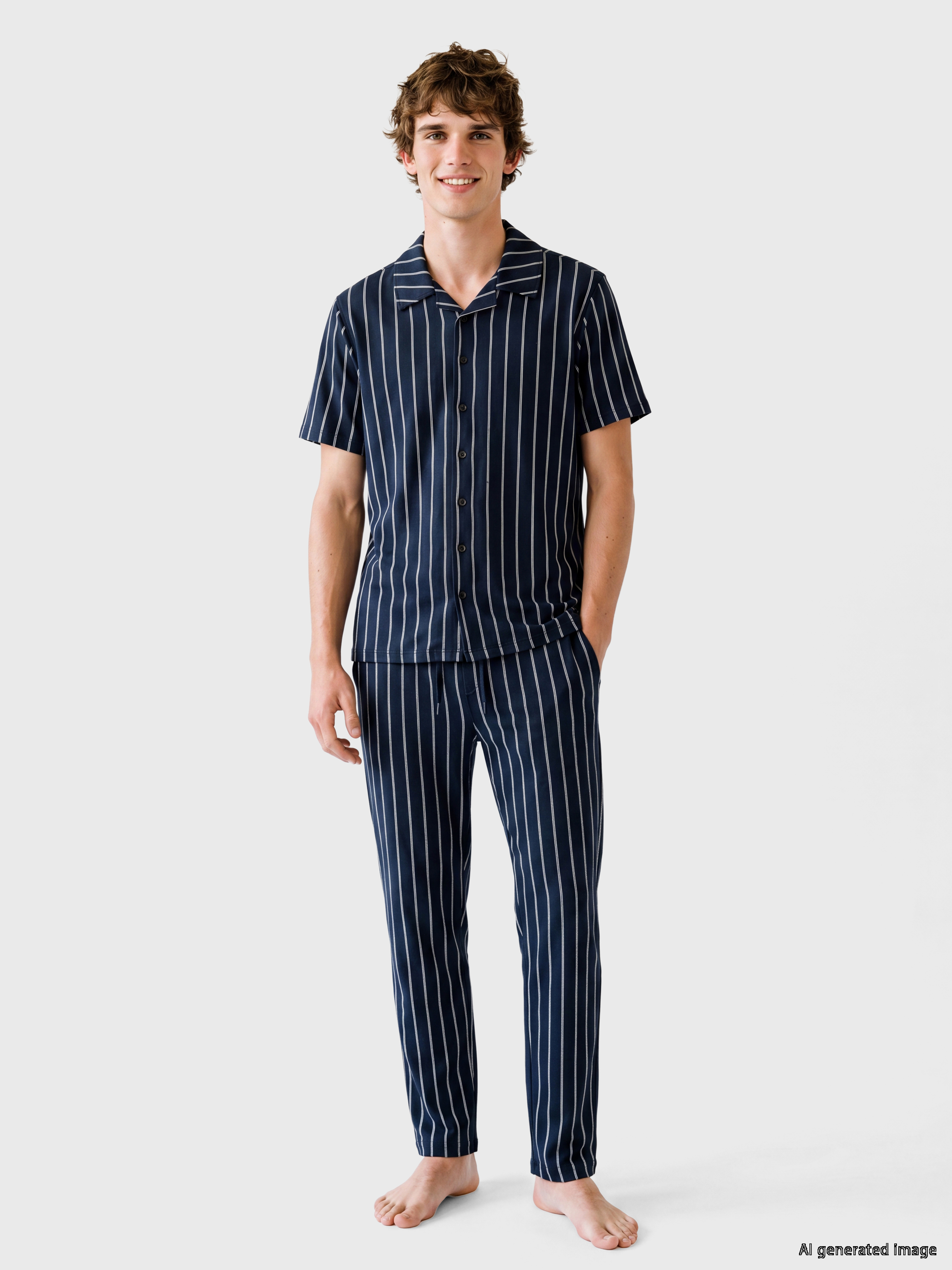 LC WAIKIKI Regular Fit Çizgili Erkek Pijama Takım görsel 2