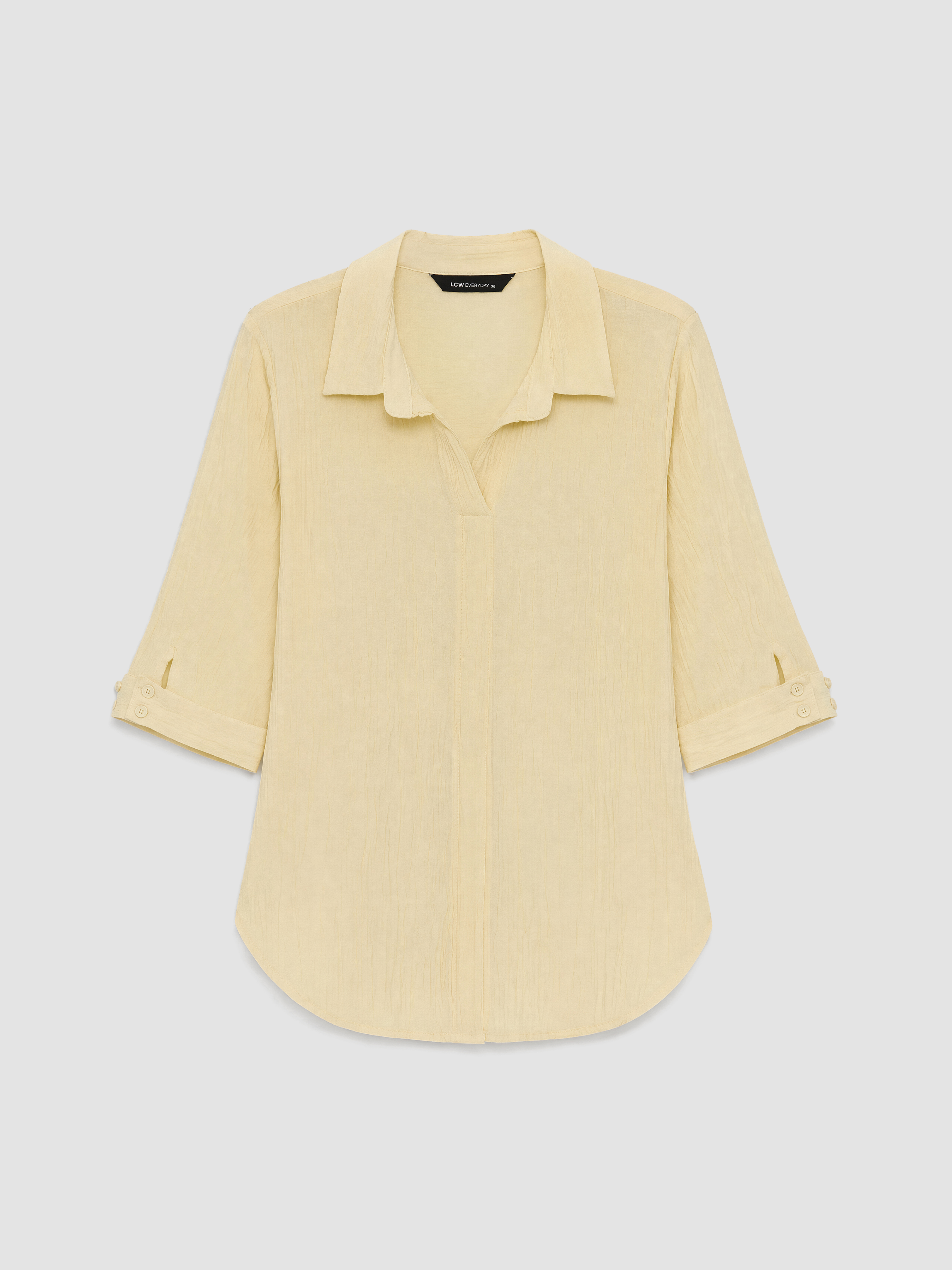 LCW EVERYDAY Gömlek Yaka Dokulu Oversize Bluz görsel 5