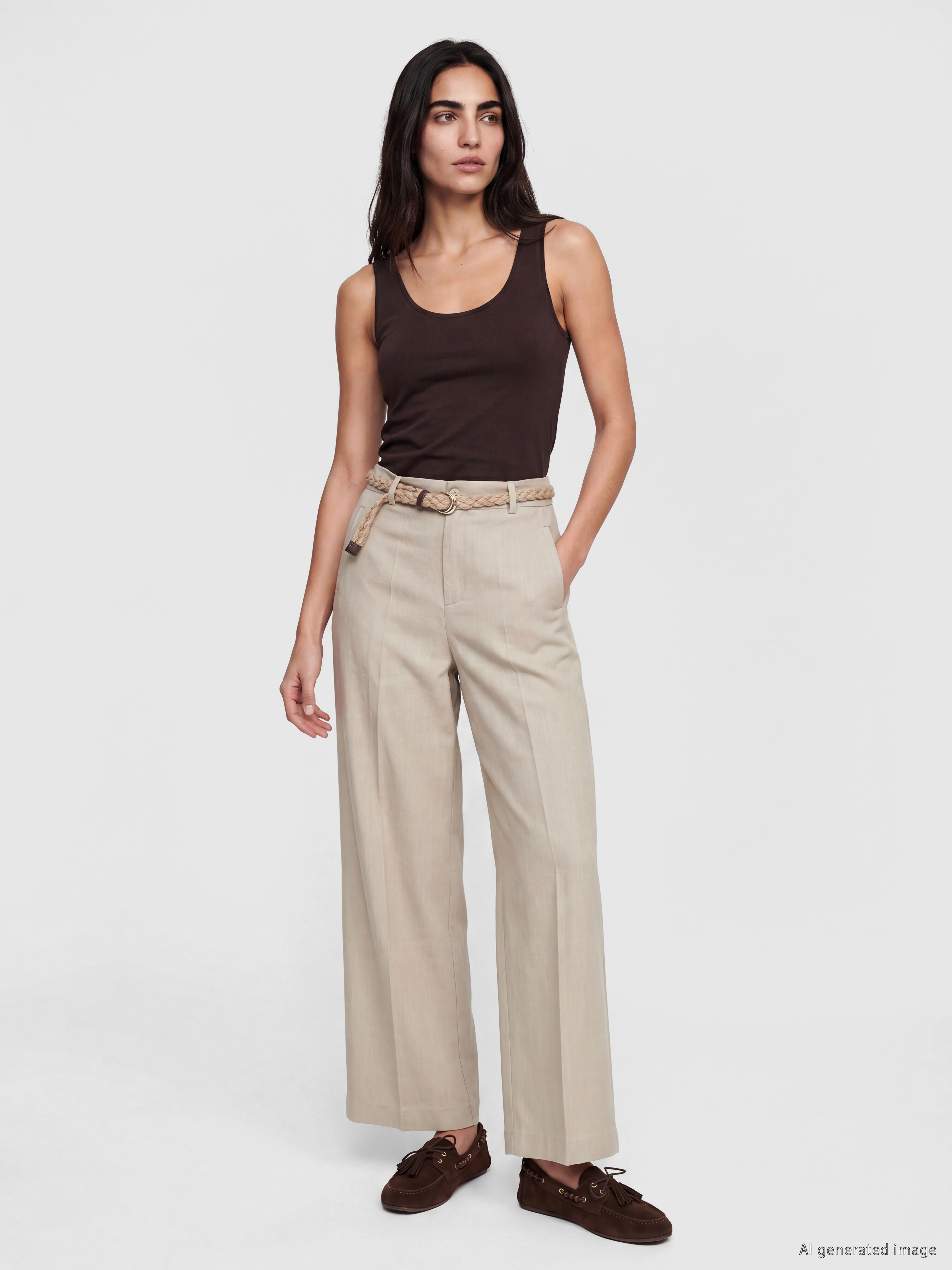 LCW Vision Beli Kemerli Loose Fit Kadın Pantolon