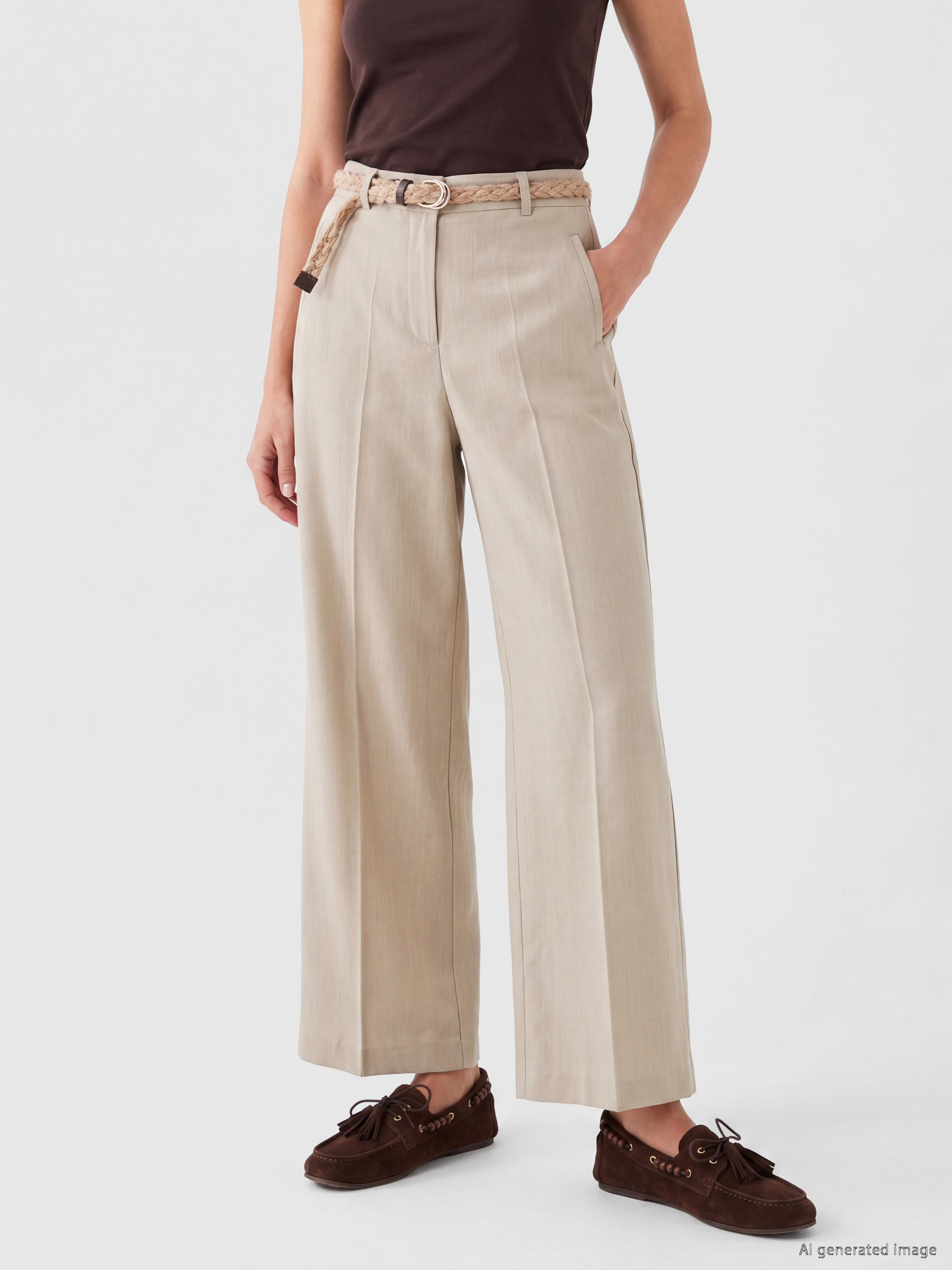 LCW Vision Beli Kemerli Loose Fit Kadın Pantolon görsel 2