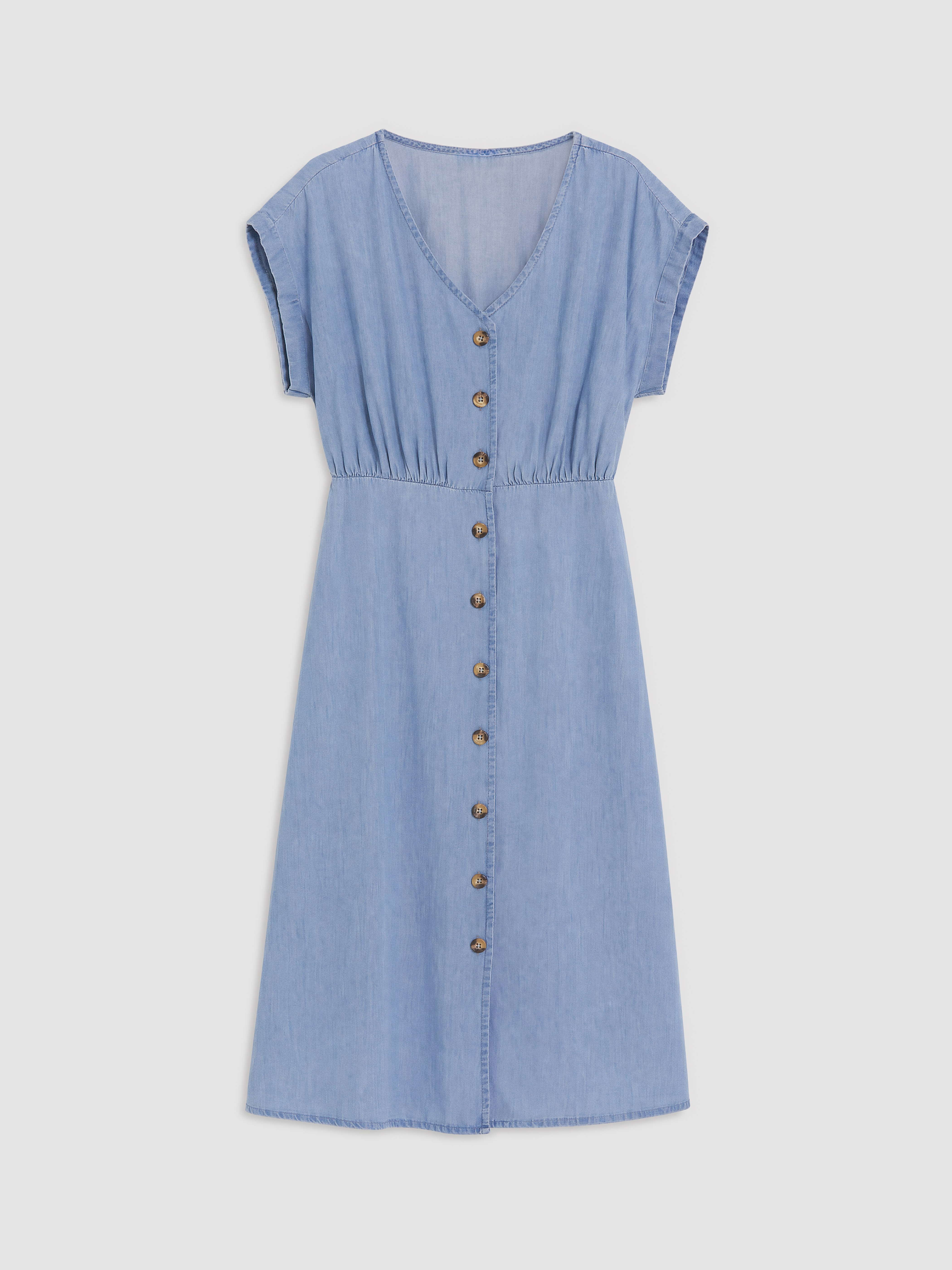 LCW Comfort V Yaka Belden Oturtmalı Jean Elbise görsel 5