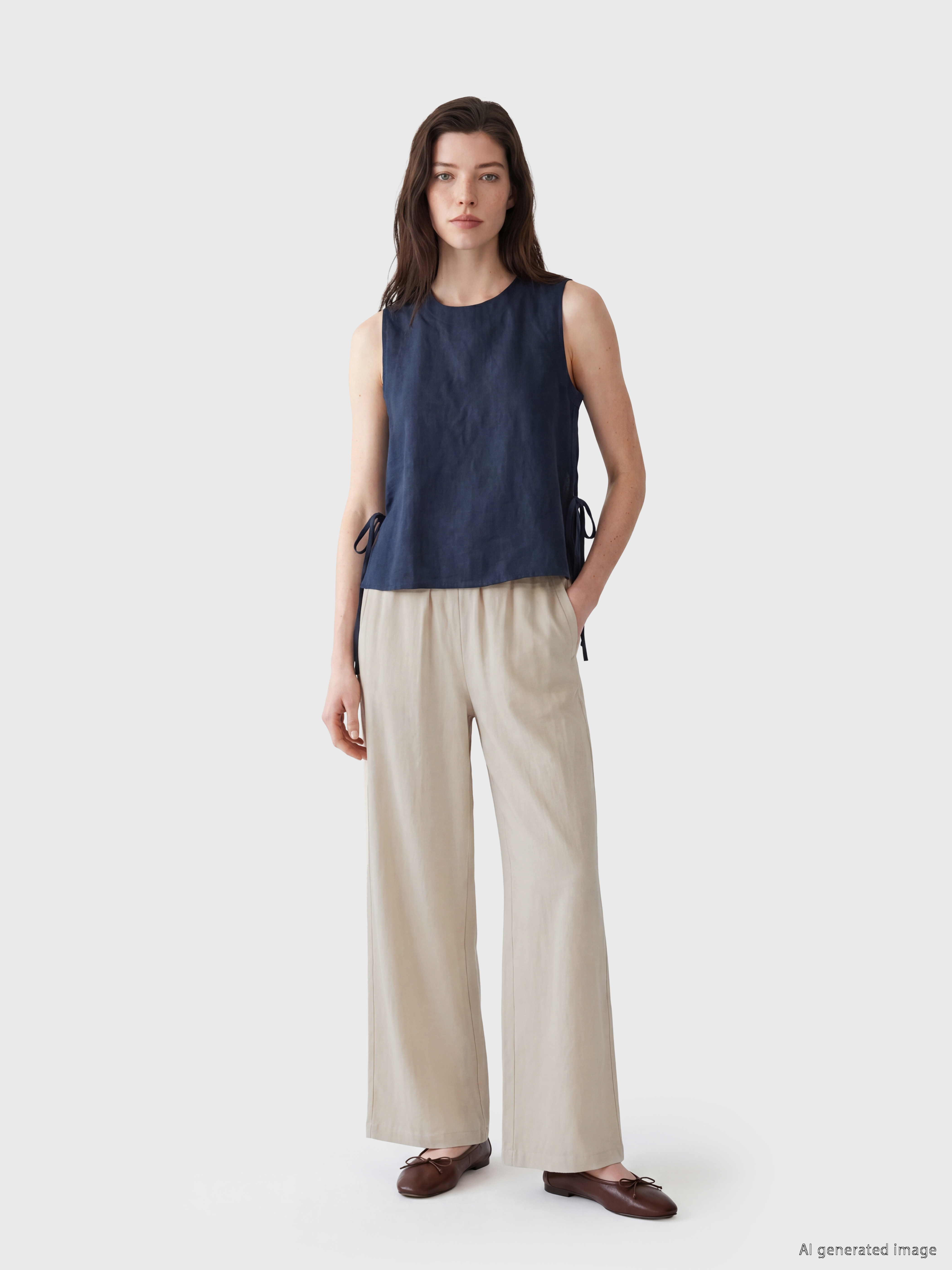 LCW Comfort Beli Lastikli Keten Karışımlı Kadın Pantolon