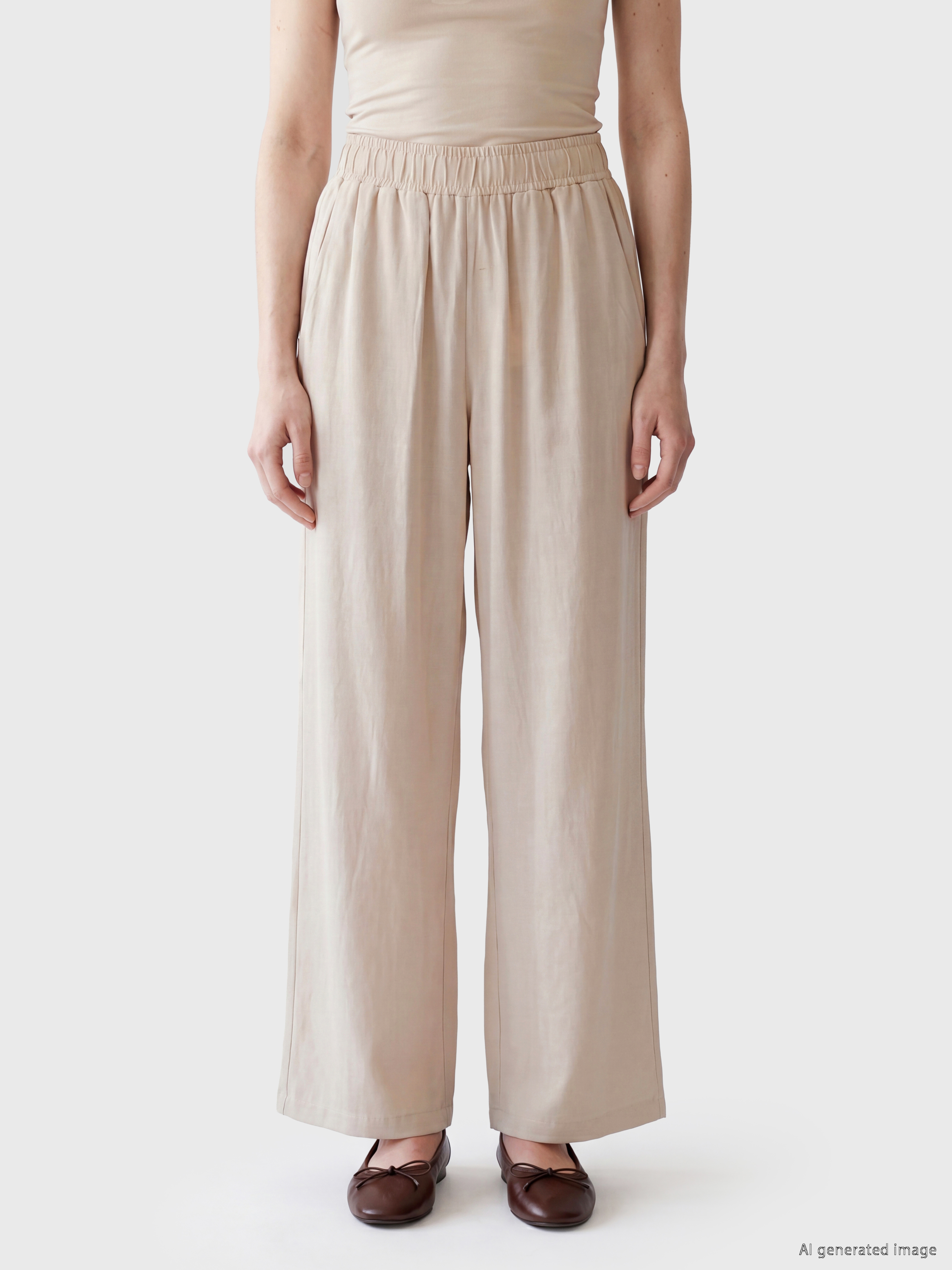 LCW Comfort Beli Lastikli Keten Karışımlı Kadın Pantolon görsel 2