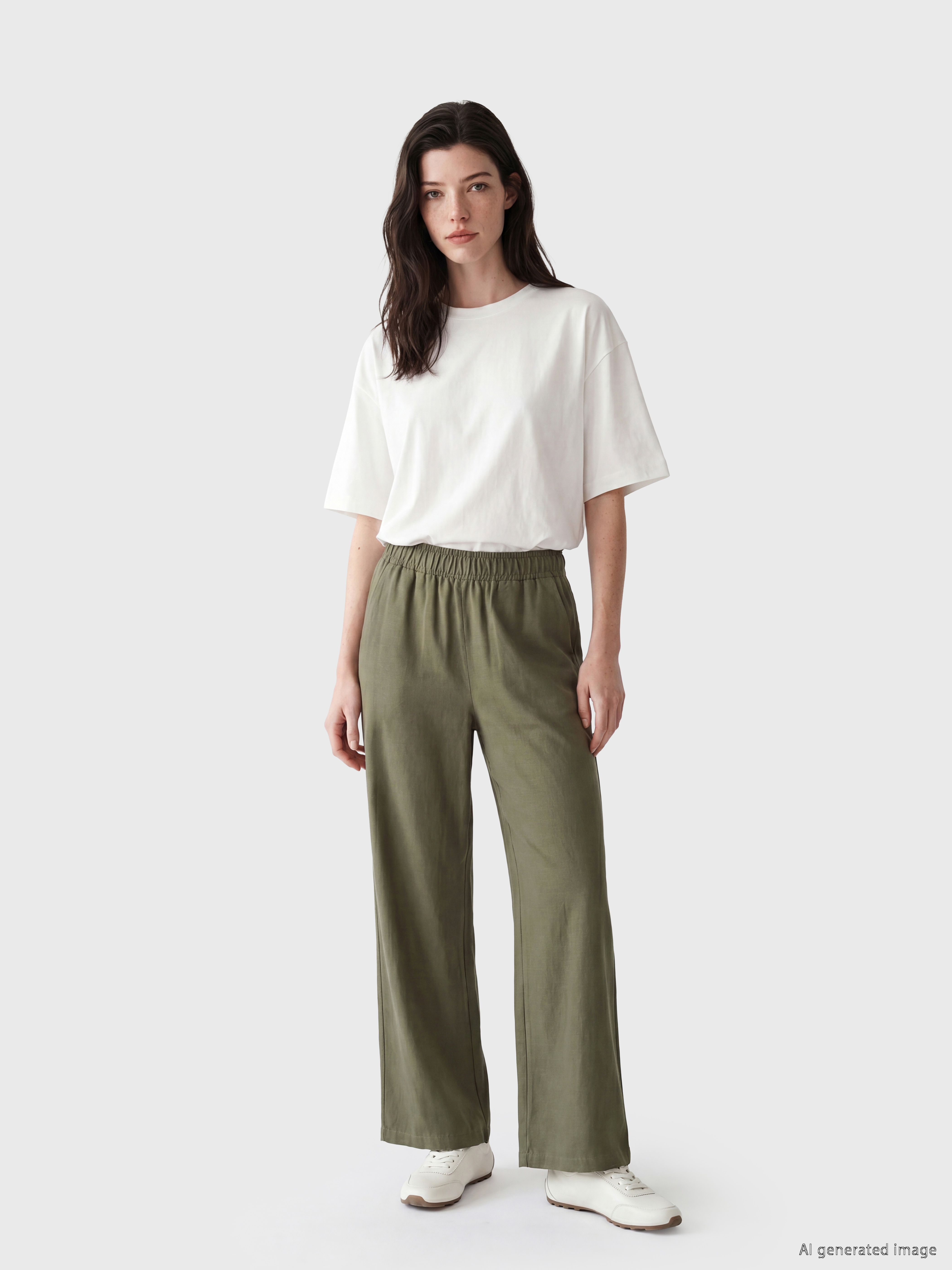 LCW Comfort Beli Lastikli Keten Karışımlı Kadın Pantolon