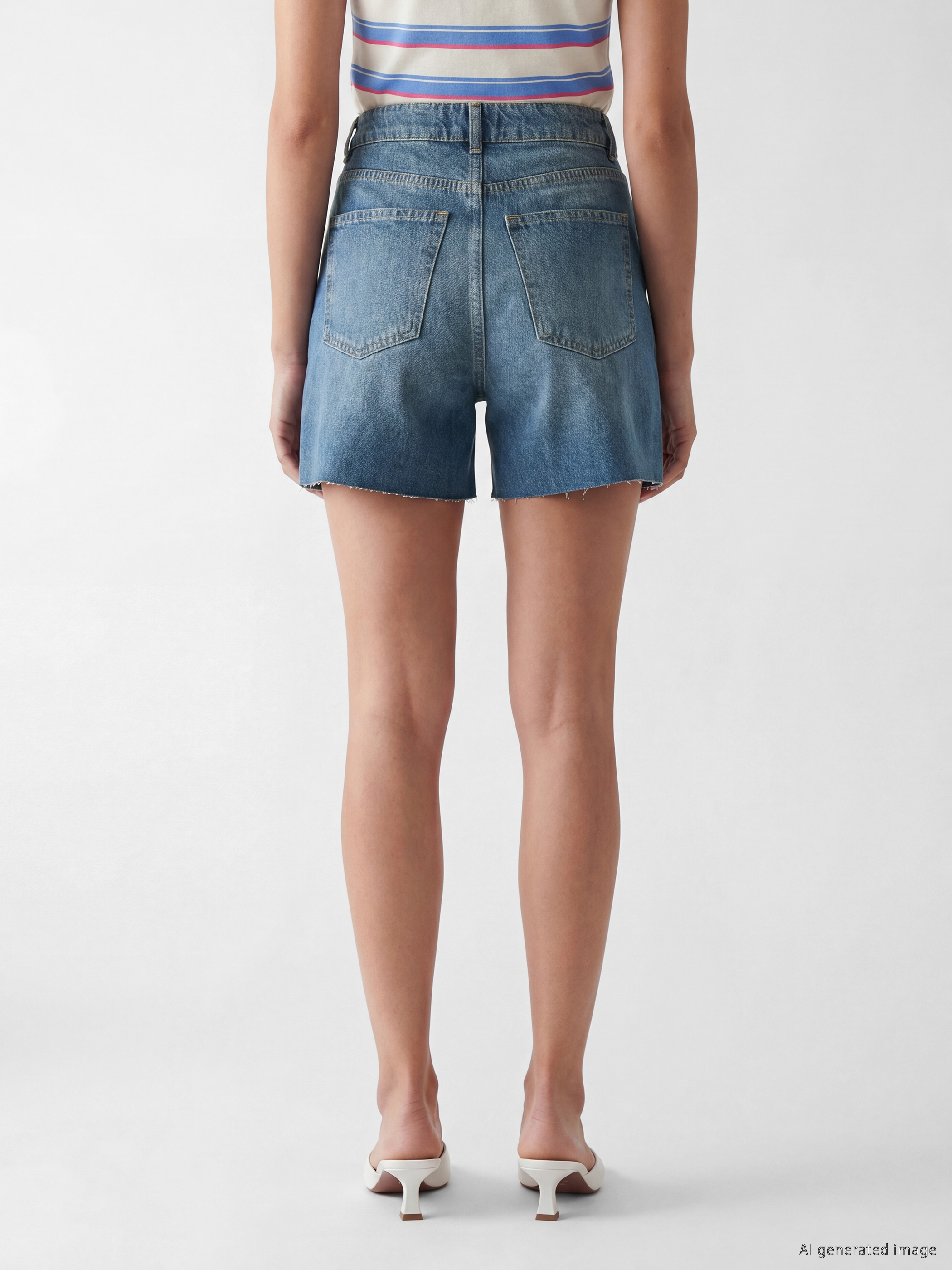 LCW Jeans Çapraz Düğme Kapamalı Kadın Jean Şort görsel 4