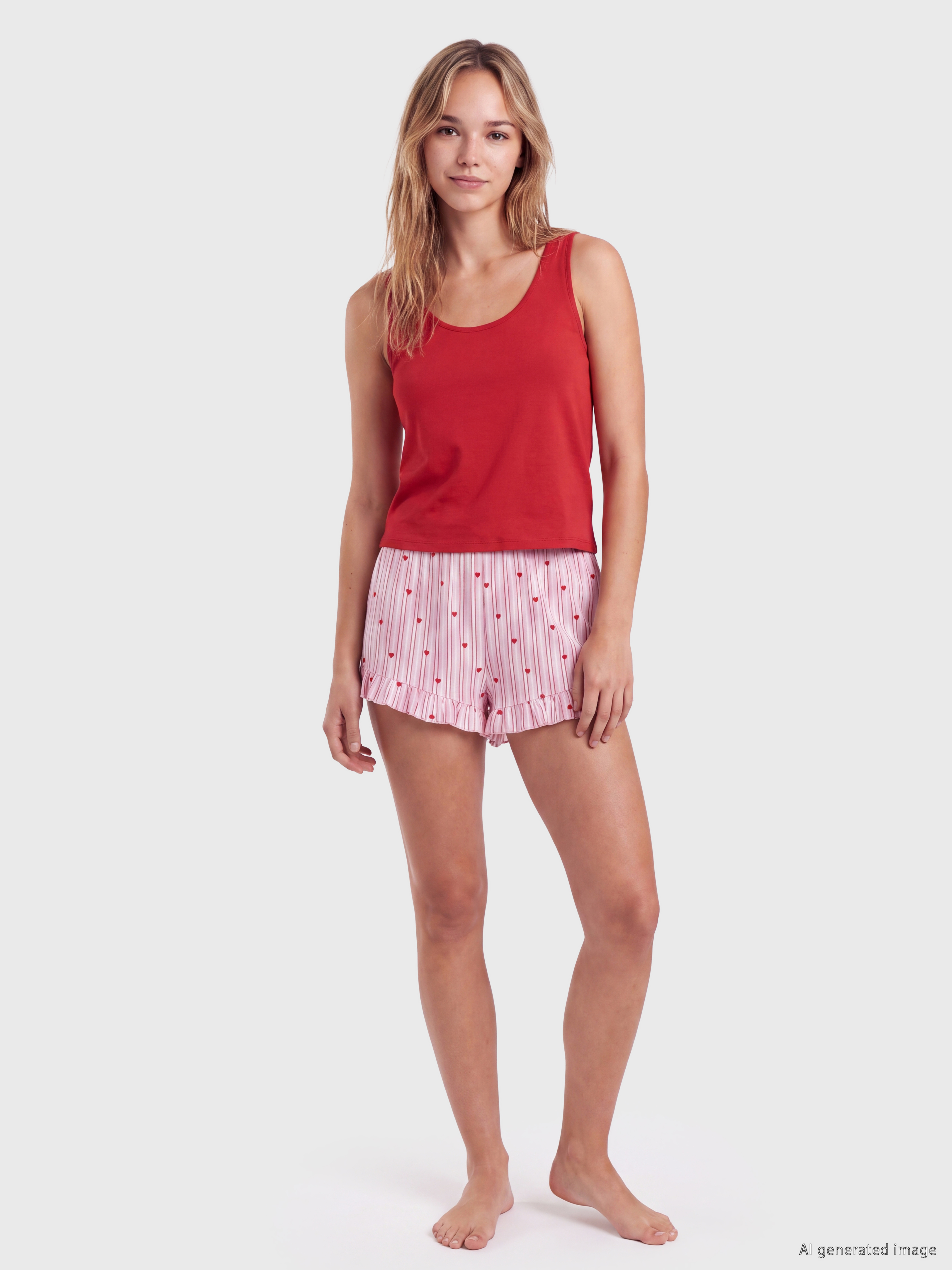 LCW DREAM Kalp Desenli Kadın Şortlu Pijama Takımı