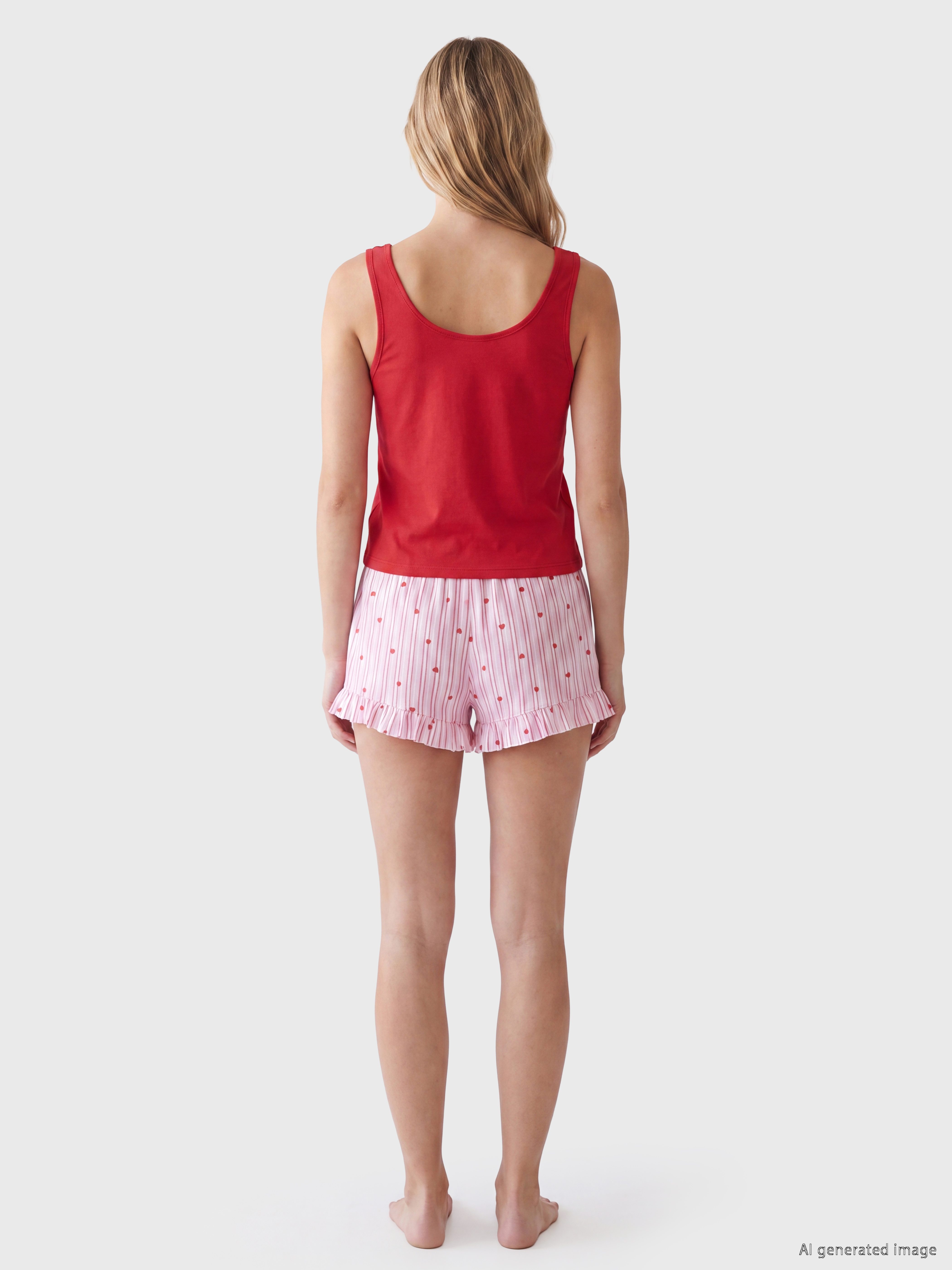 LCW DREAM Kalp Desenli Kadın Şortlu Pijama Takımı görsel 4