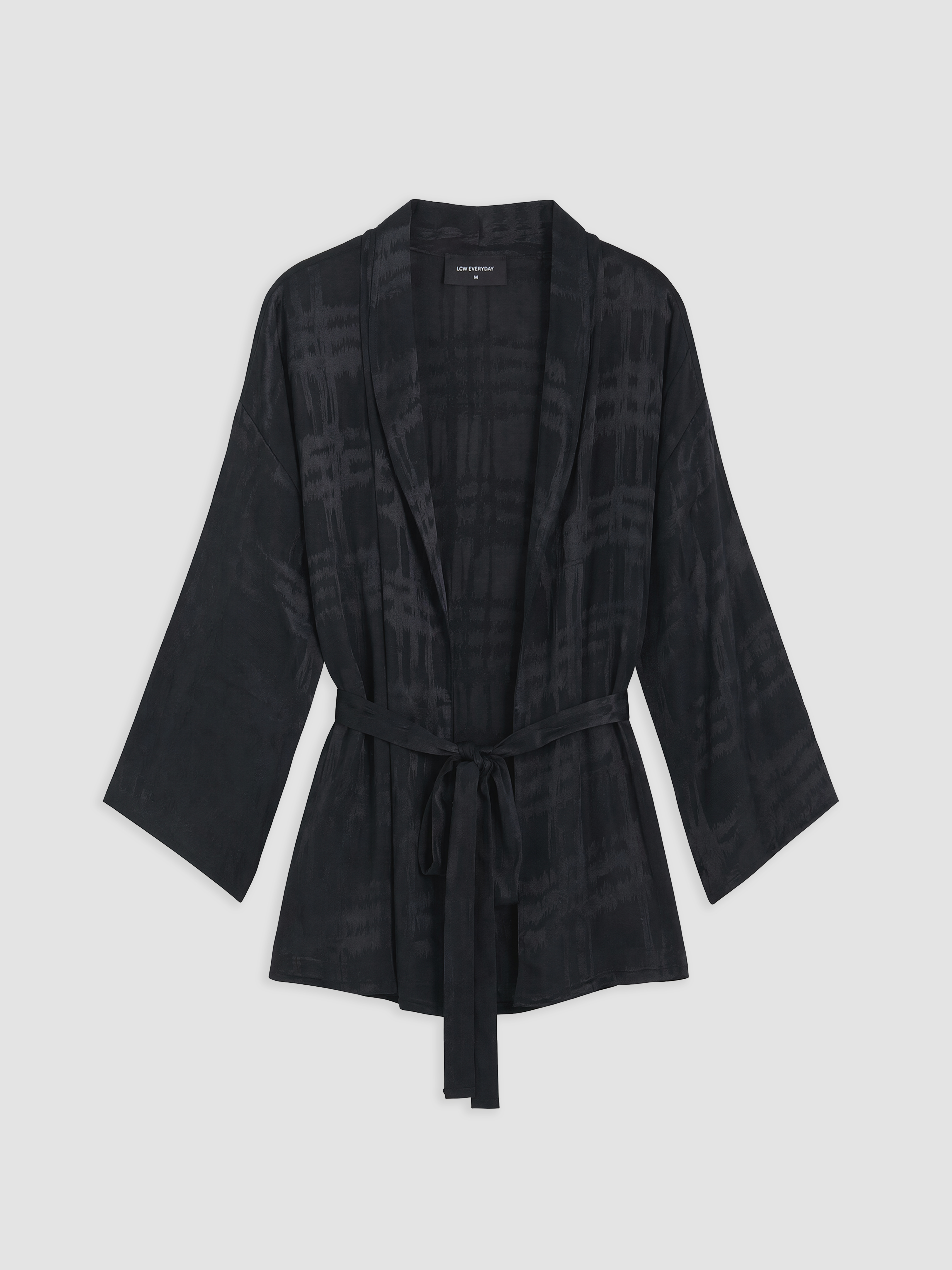 LCW EVERYDAY Şal Yaka Desenli Kuşaklı Kadın Kimono görsel 5