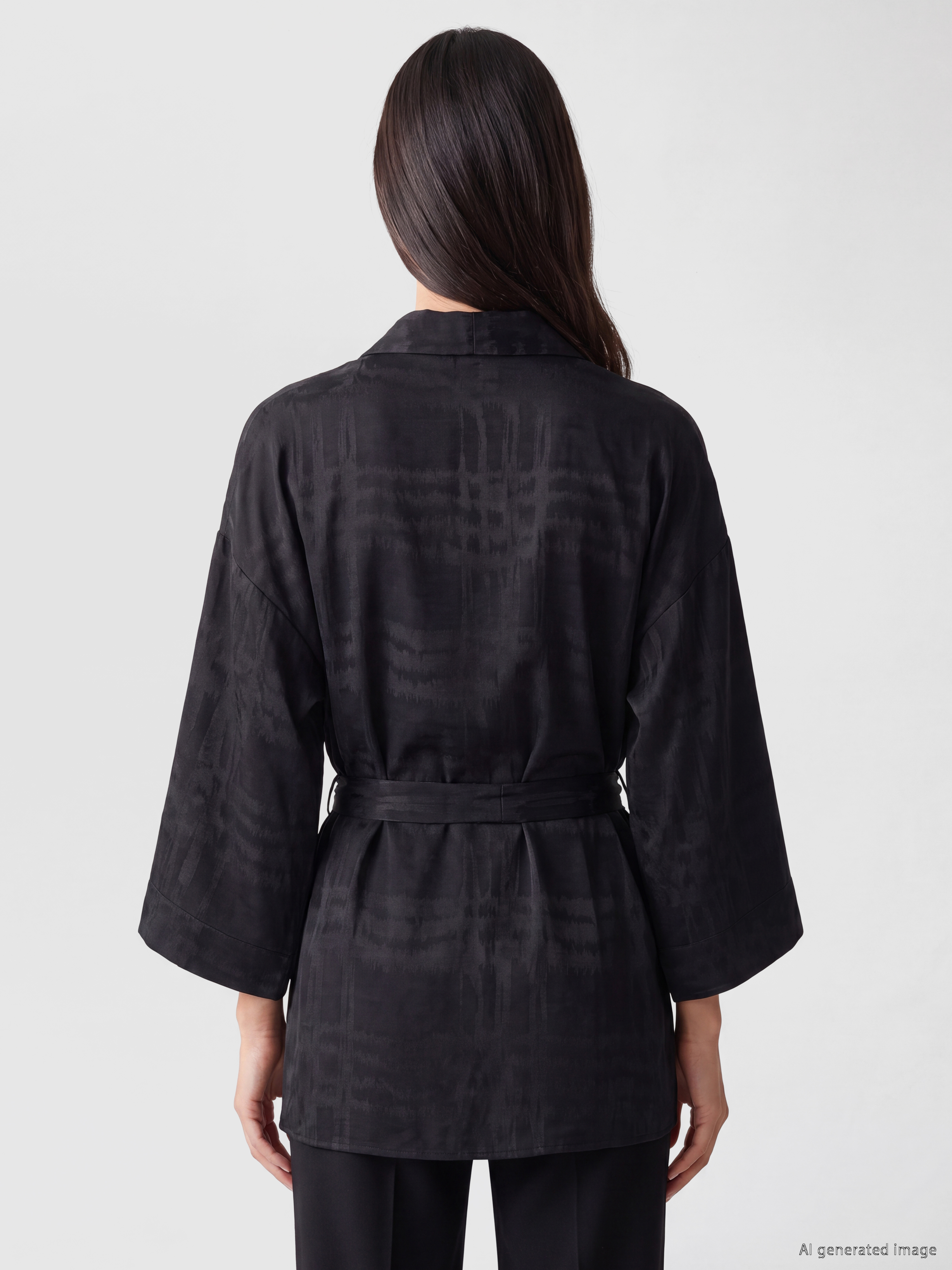 LCW EVERYDAY Şal Yaka Desenli Kuşaklı Kadın Kimono görsel 4
