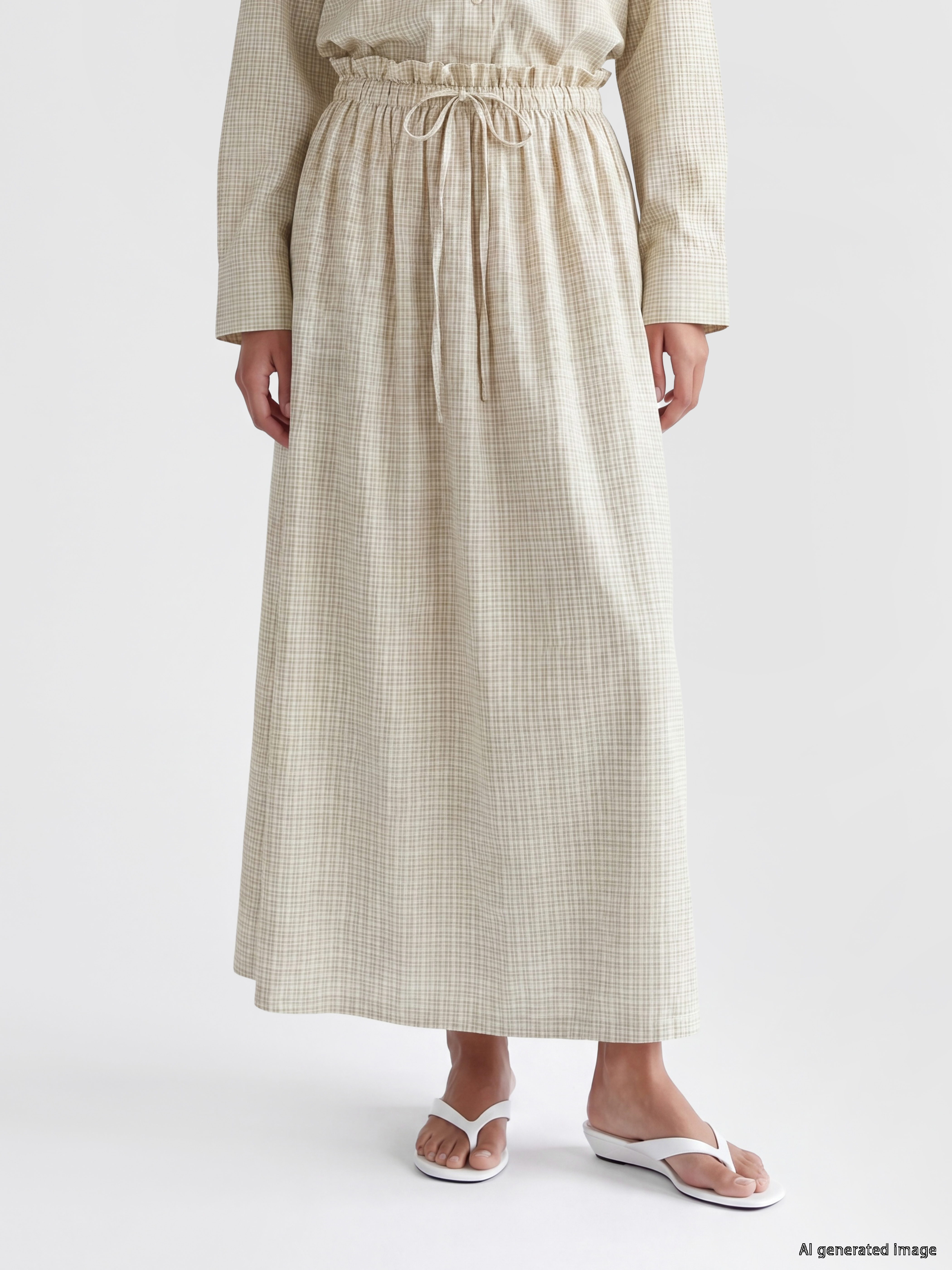 LCW Modest Beli Lastikli Ekose Etek görsel 2