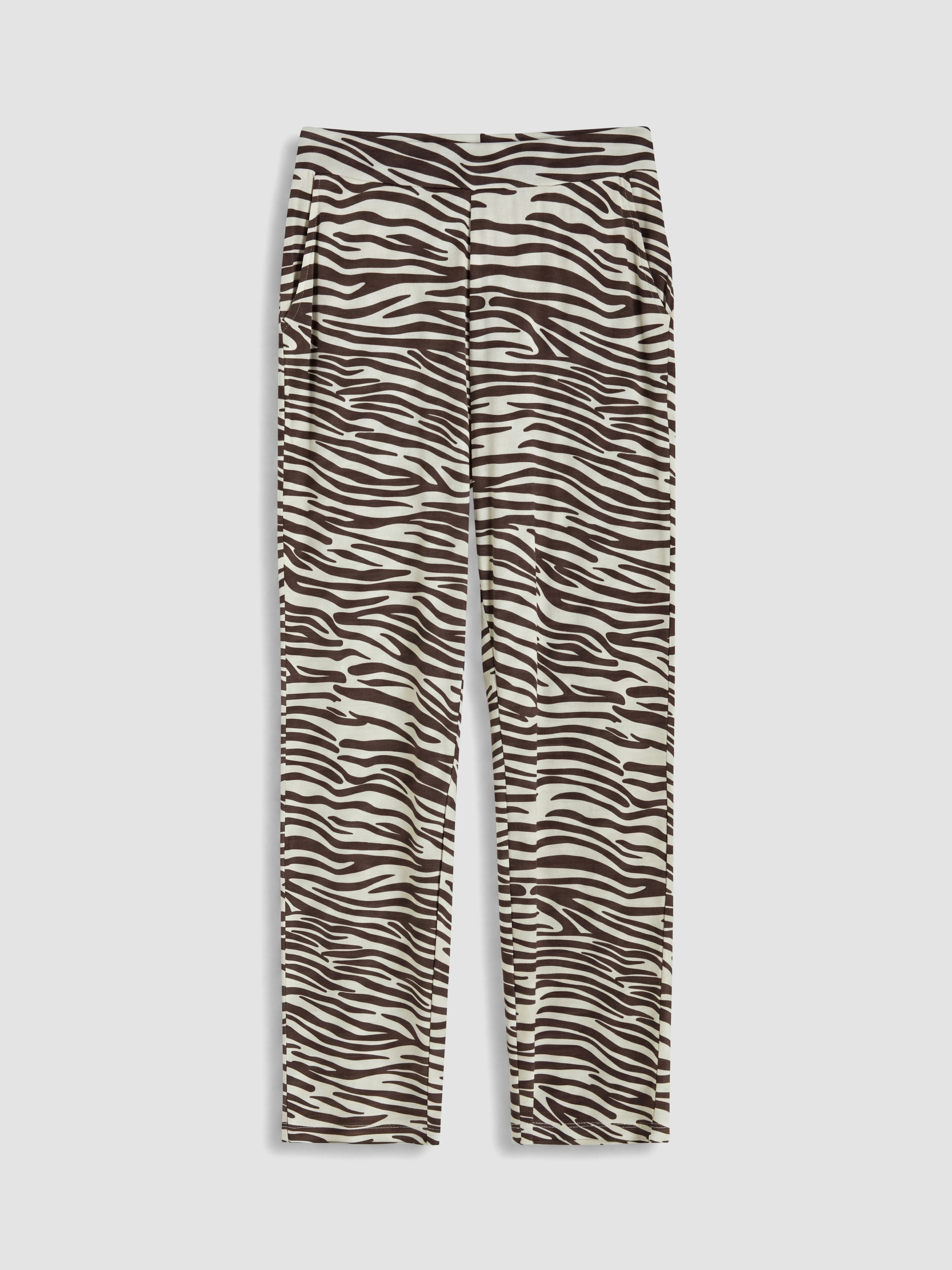 LCWAIKIKI Basic Beli Lastikli Zebra Desenli Kadın Pantolon görsel 5