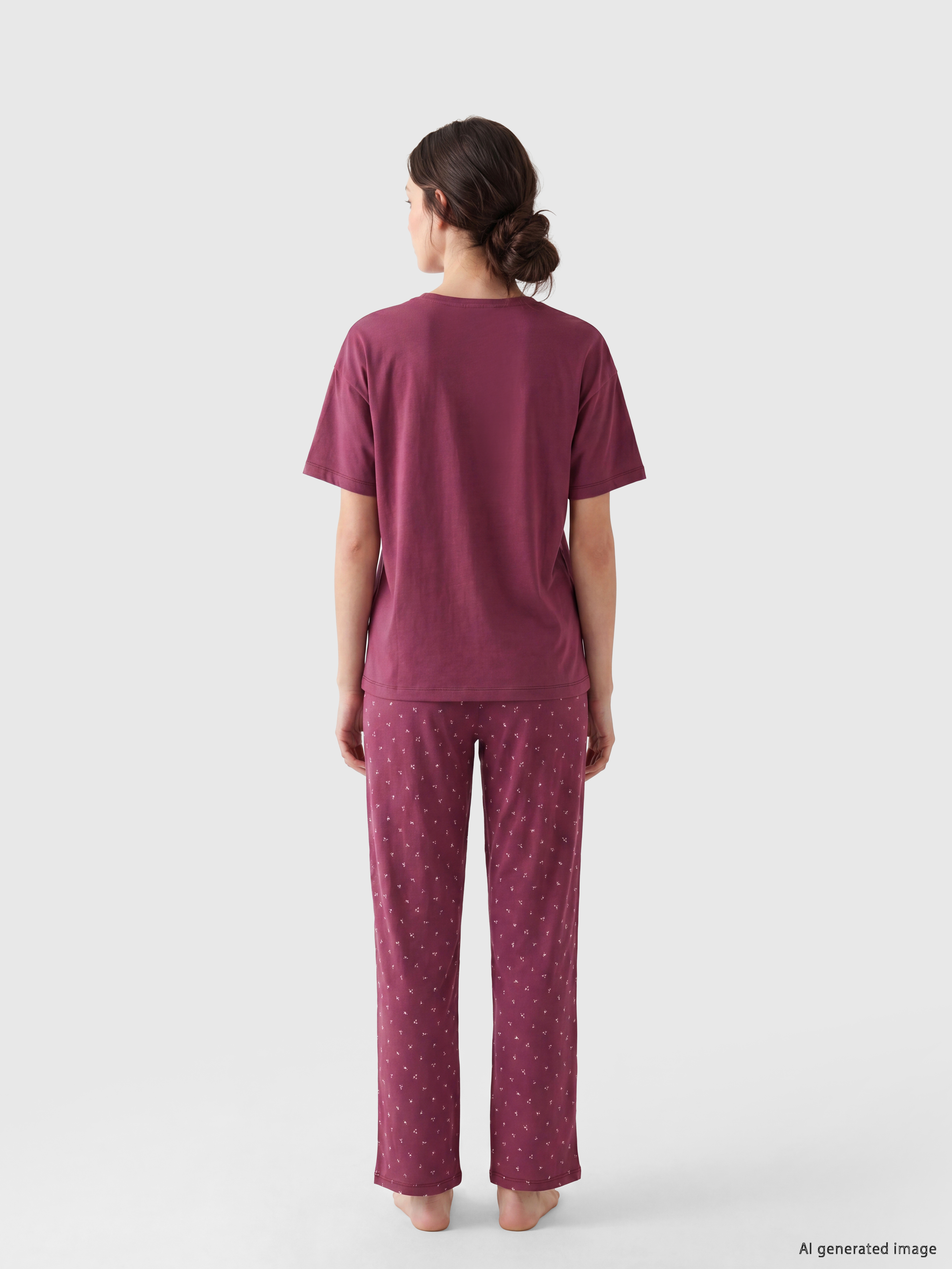 LCW DREAM Bisiklet Yaka Baskılı Kadın Pijama Takımı görsel 4