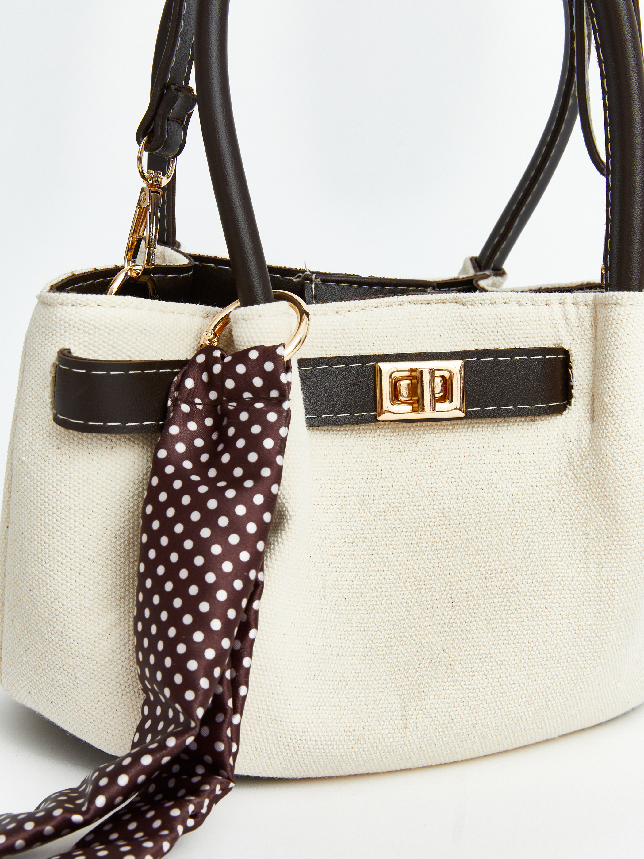 LCW ACCESSORIES Fular Detaylı Kanvas Kadın Omuz Çantası görsel 4