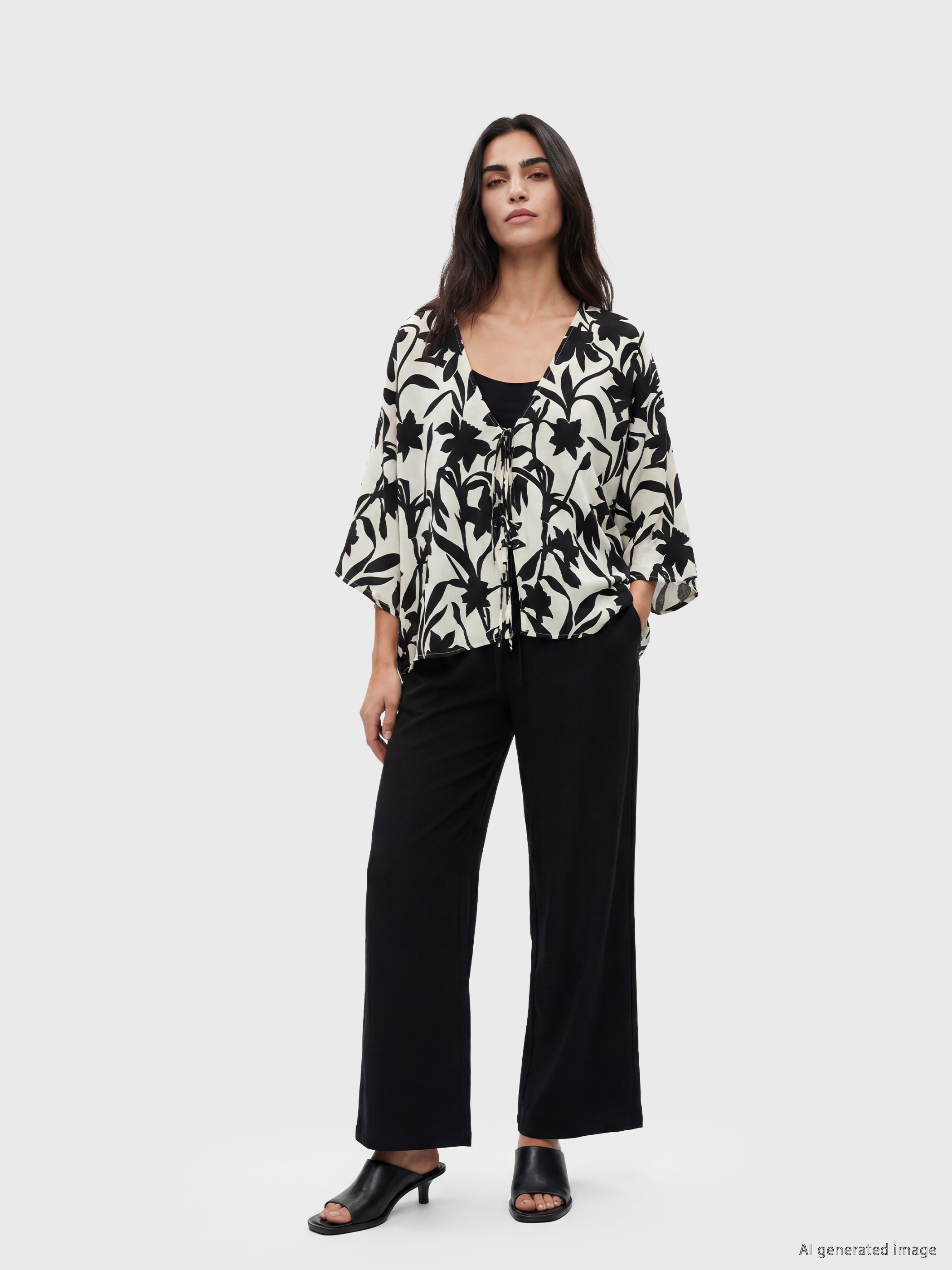 LCW Vision Çiçekli Oversize Kadın Kimono görsel 2
