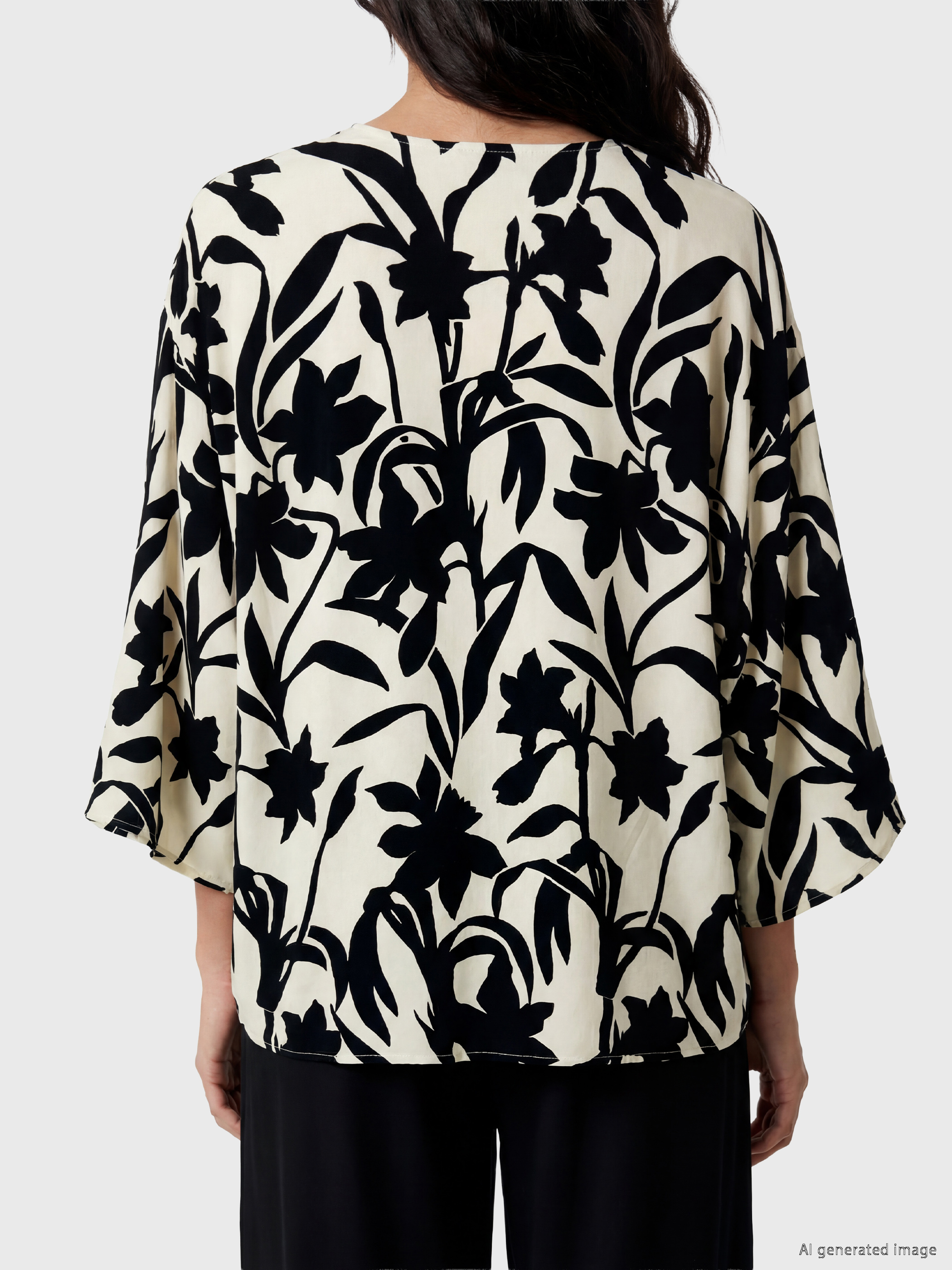 LCW Vision Çiçekli Oversize Kadın Kimono görsel 4