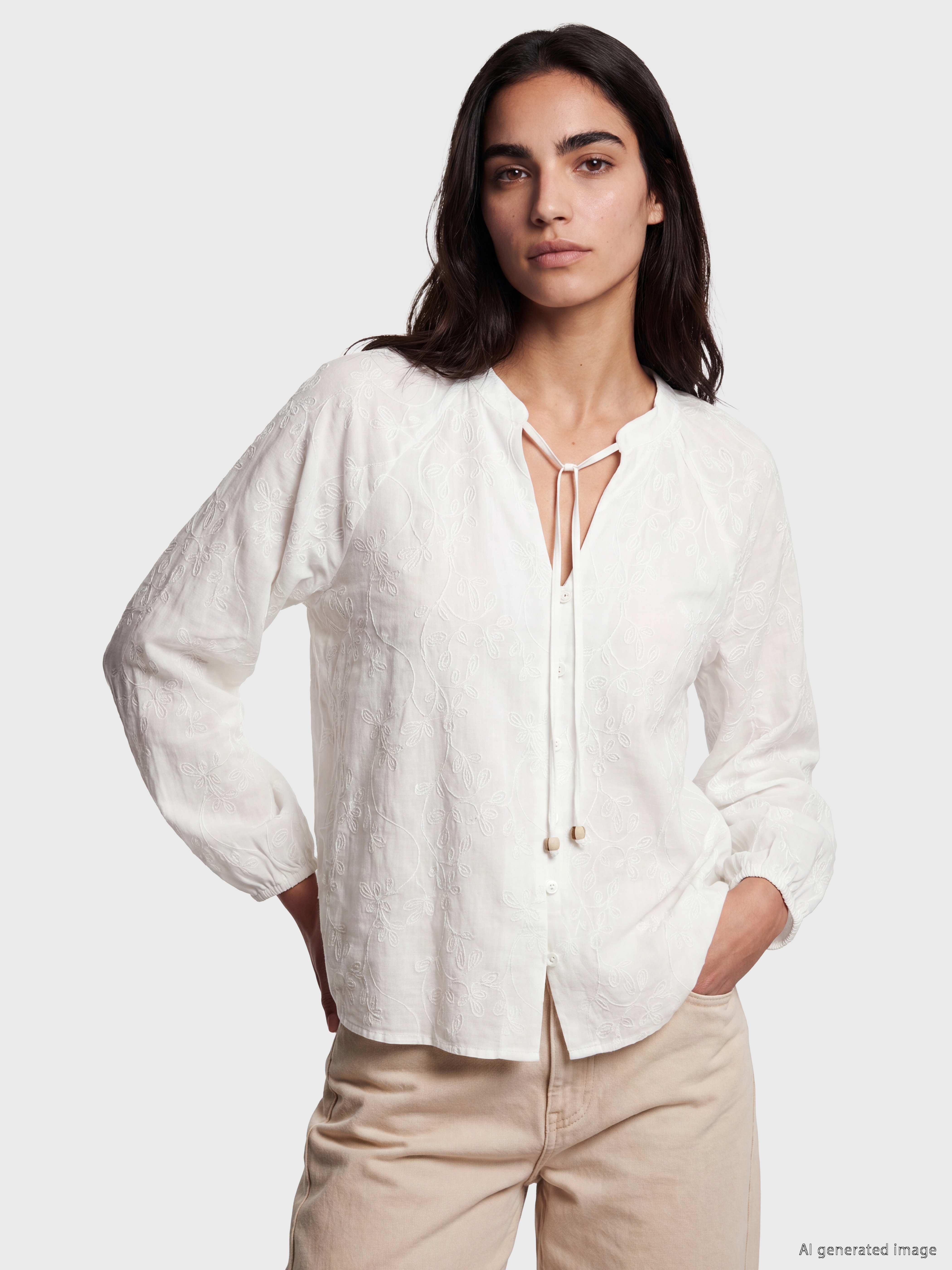 LCW Vision Nakışlı Oversize %100 Pamuklu Bluz