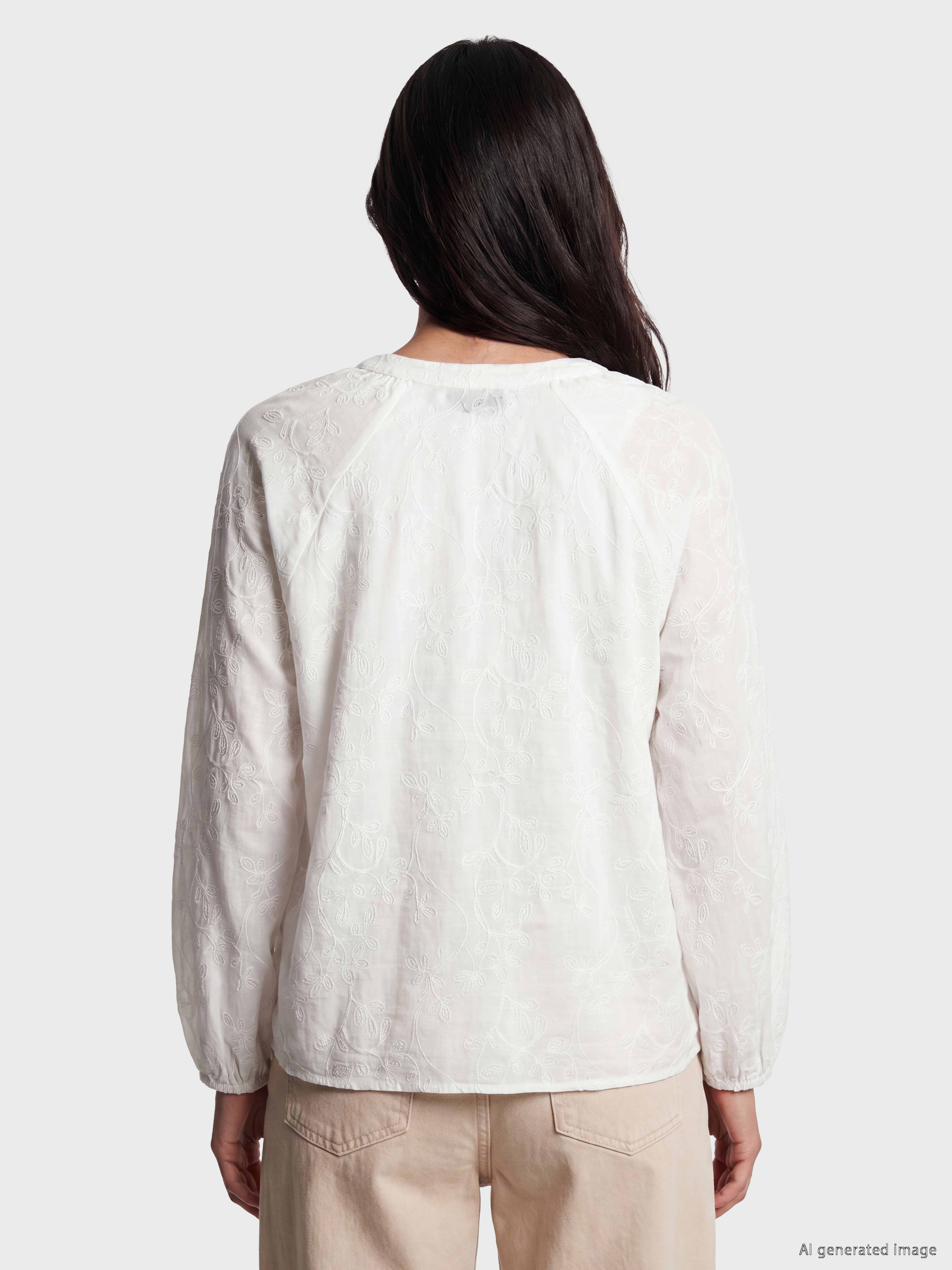 LCW Vision Nakışlı Oversize %100 Pamuklu Bluz görsel 4