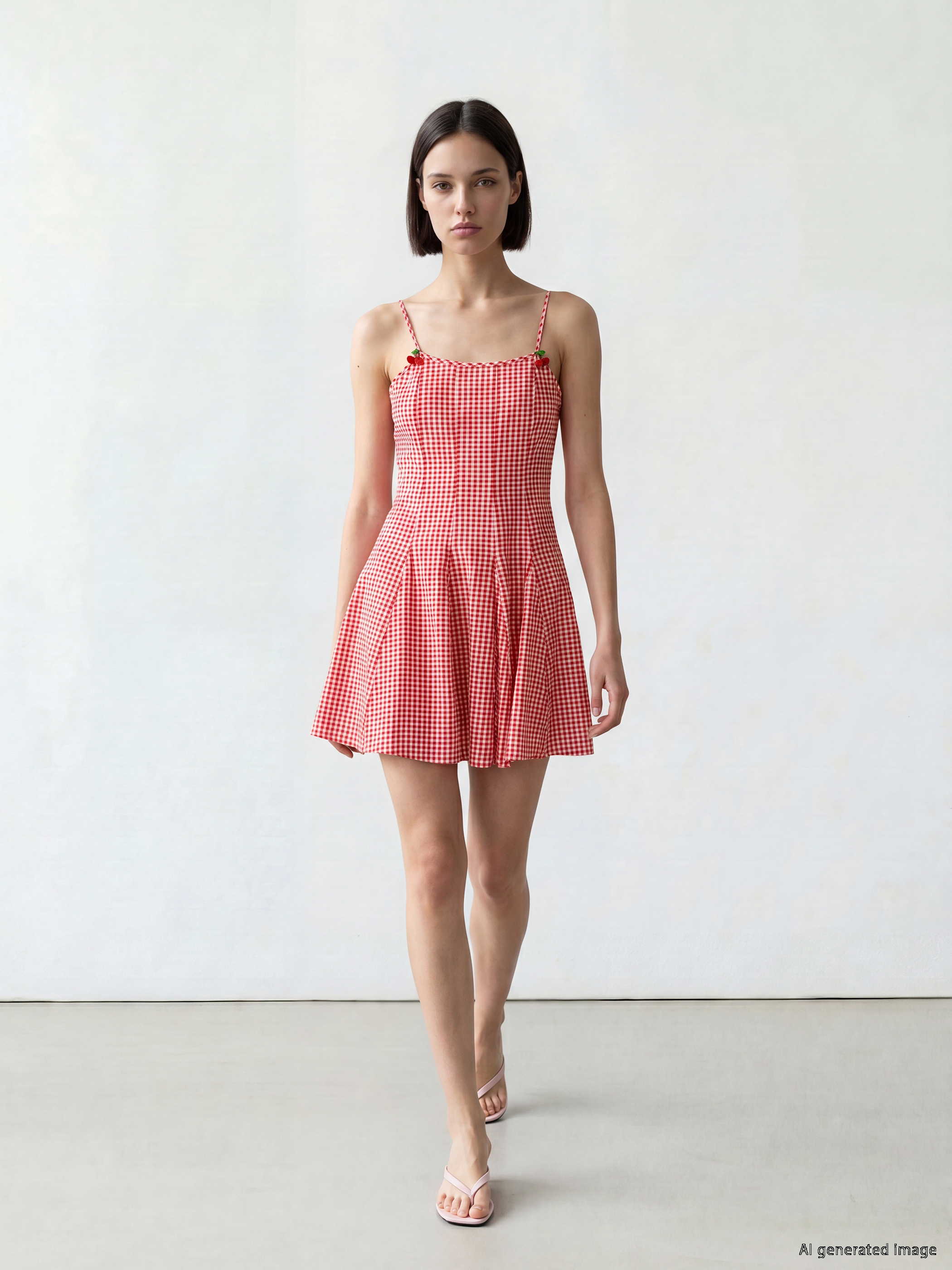 LCW Comfort Ekose İp Askılı Peplum Mini Elbise görsel 2