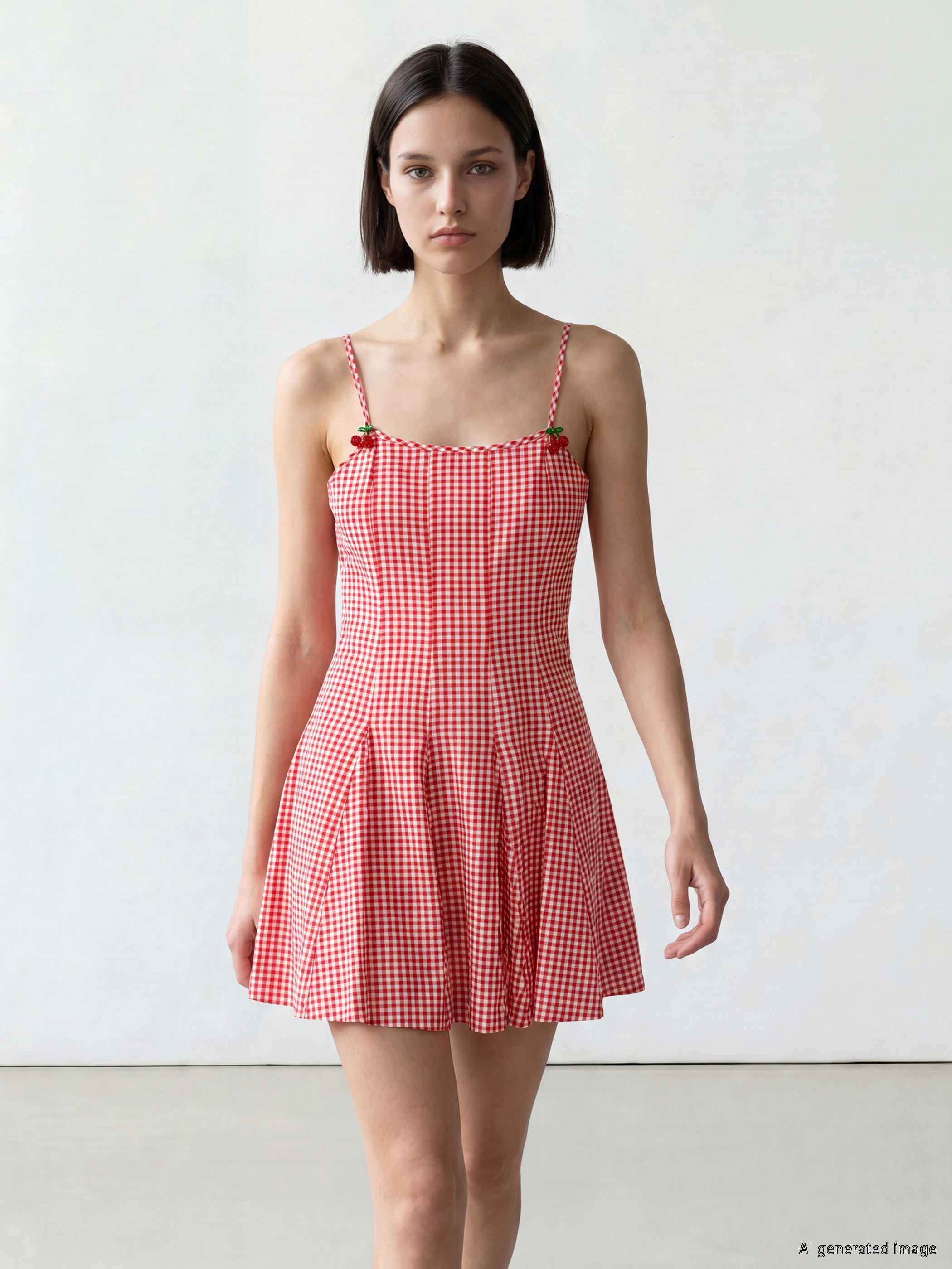 LCW Comfort Ekose İp Askılı Peplum Mini Elbise görsel 3