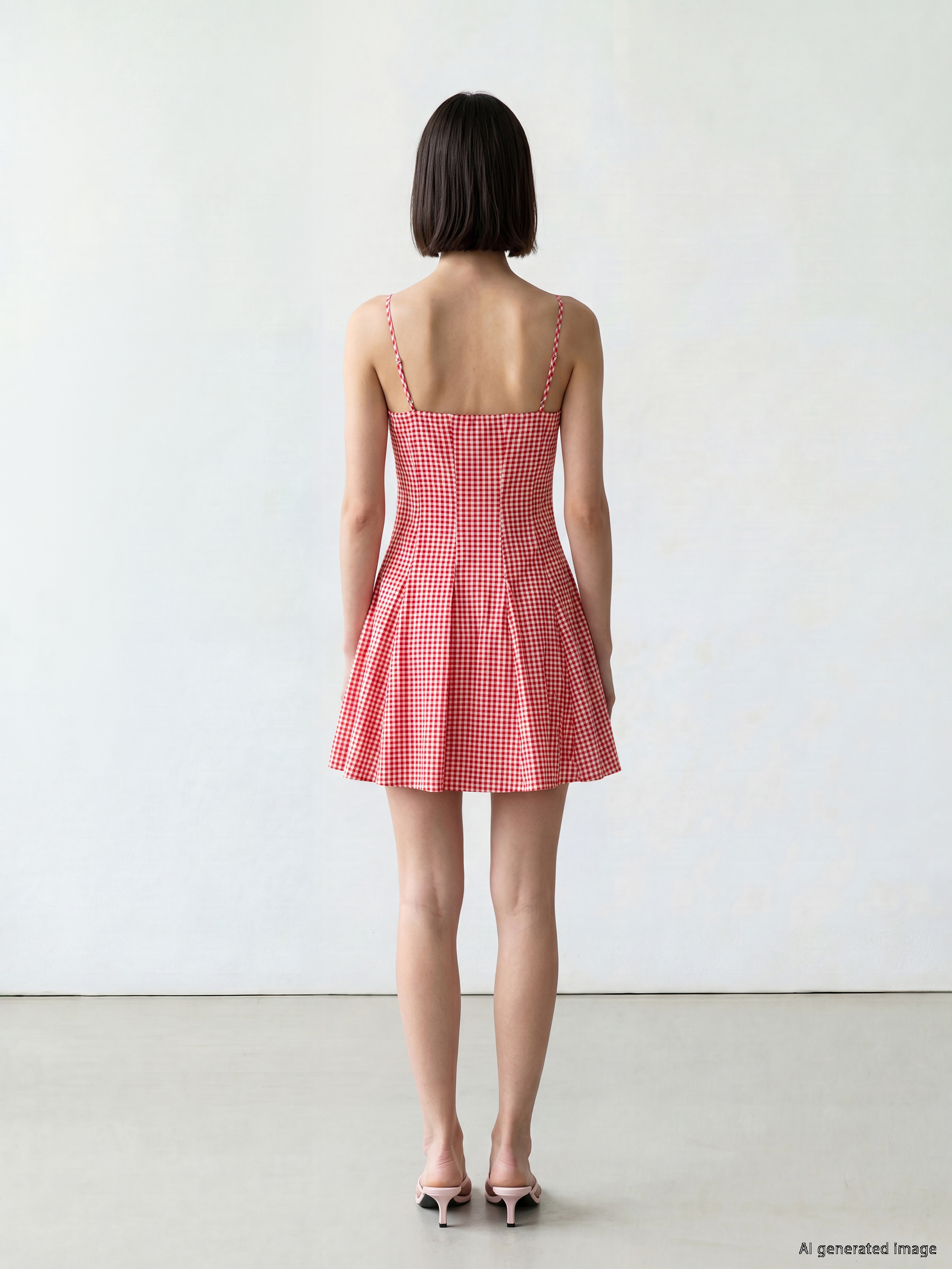 LCW Comfort Ekose İp Askılı Peplum Mini Elbise görsel 5