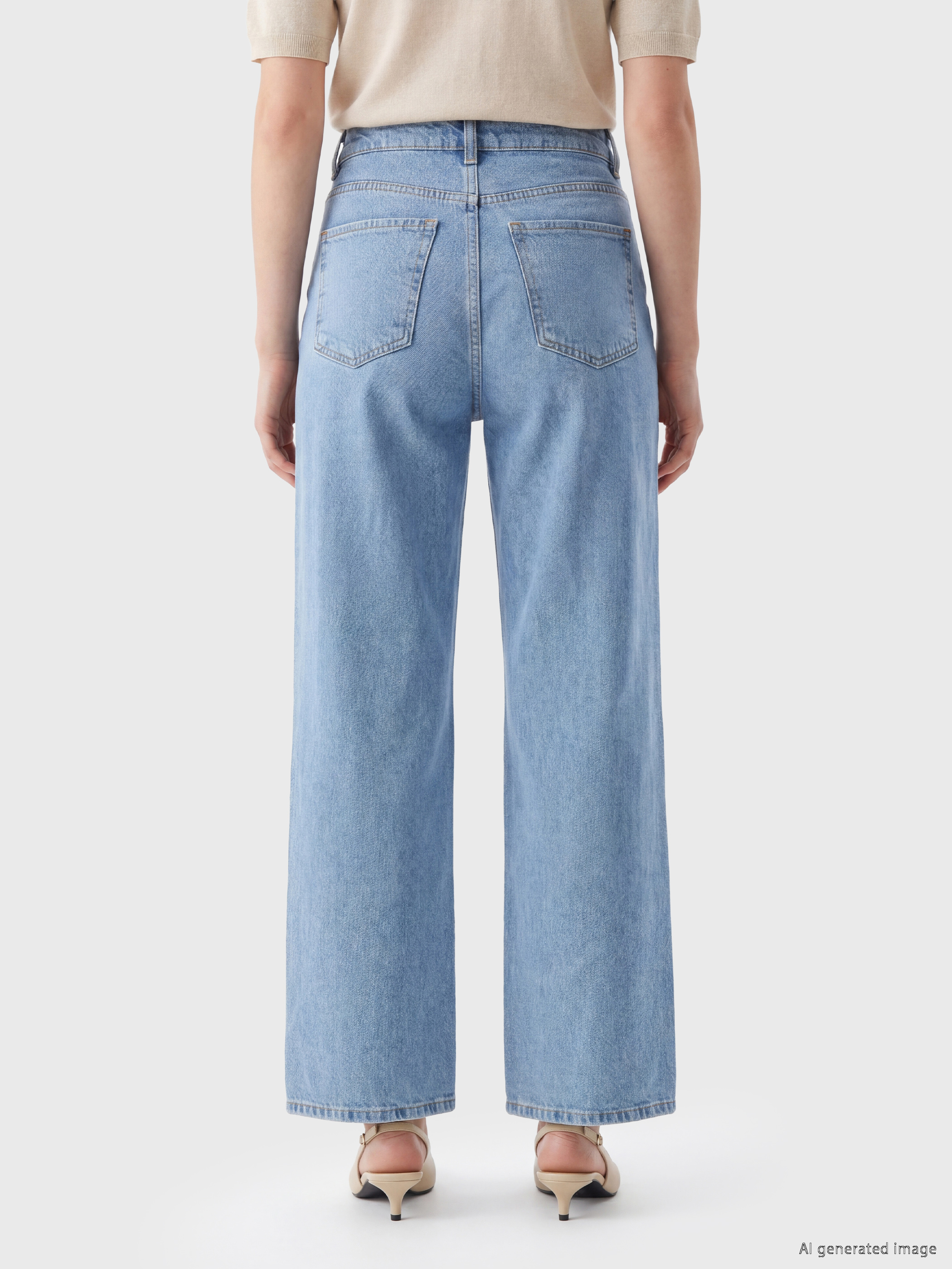 LCW Modest Taşlı Wideleg Kadın Jean Pantolon görsel 4