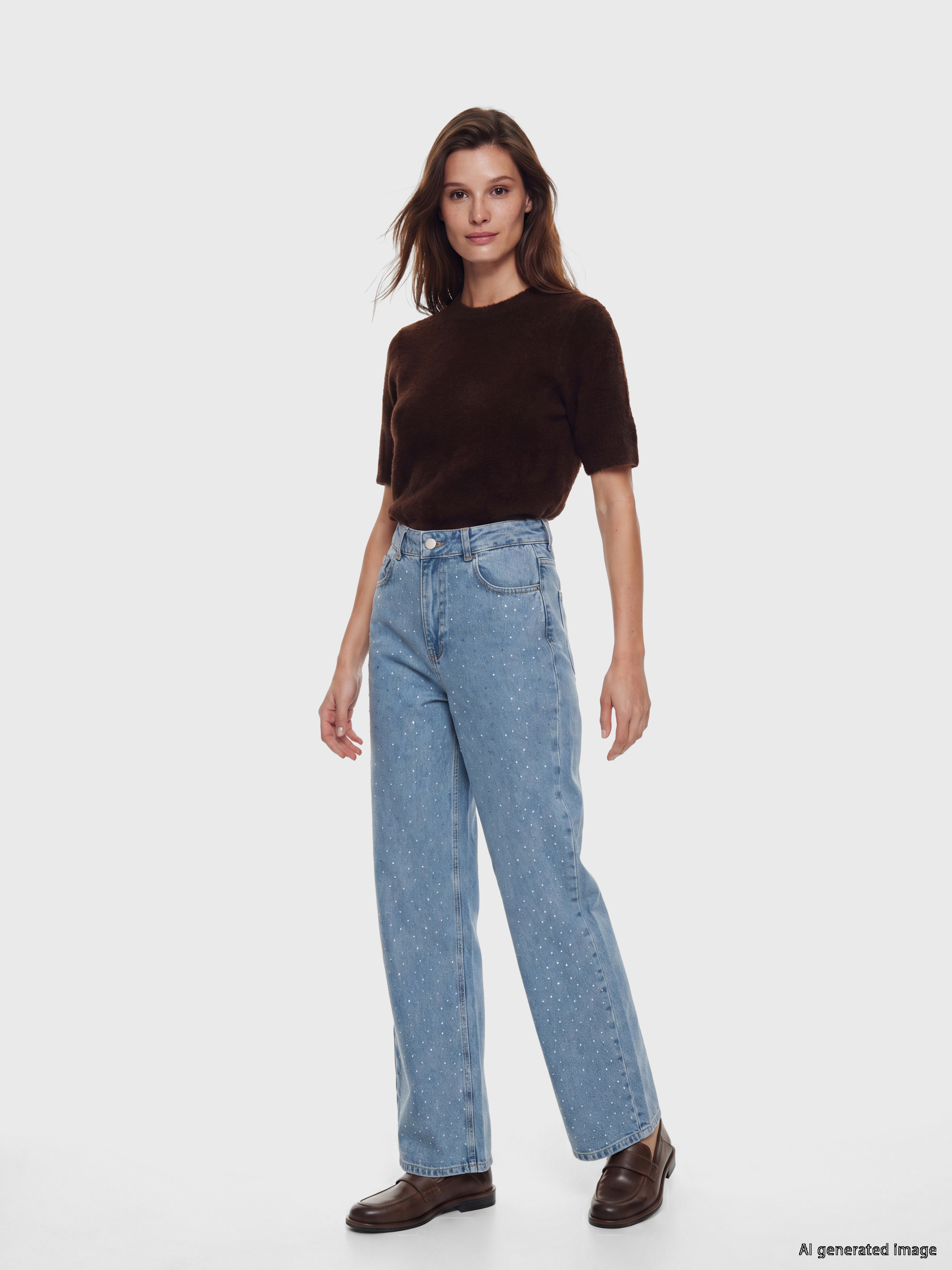 LCW Modest Taşlı Wideleg Kadın Jean Pantolon