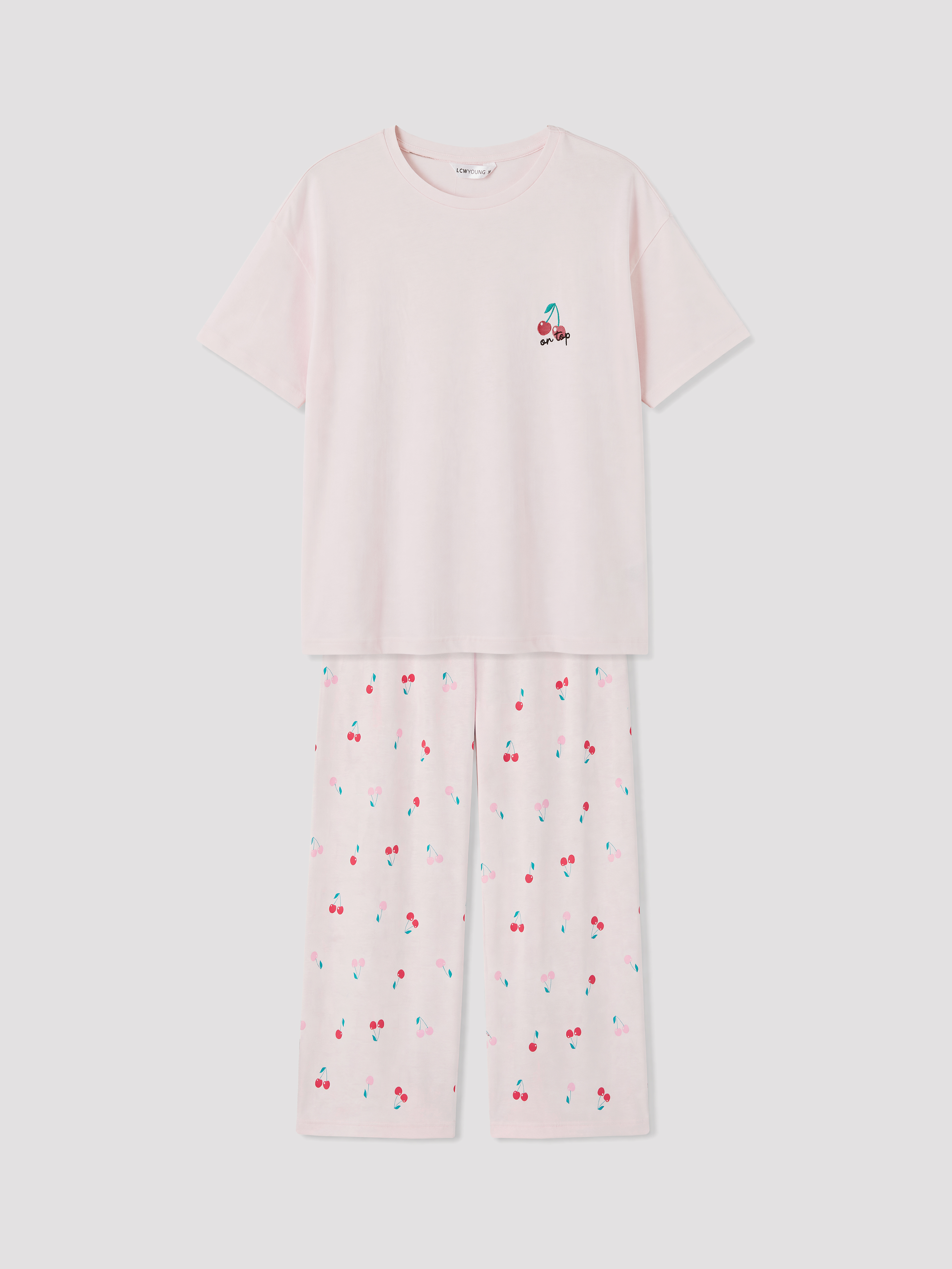 LCW Young Kiraz Baskılı Kadın Pijama Takım görsel 5