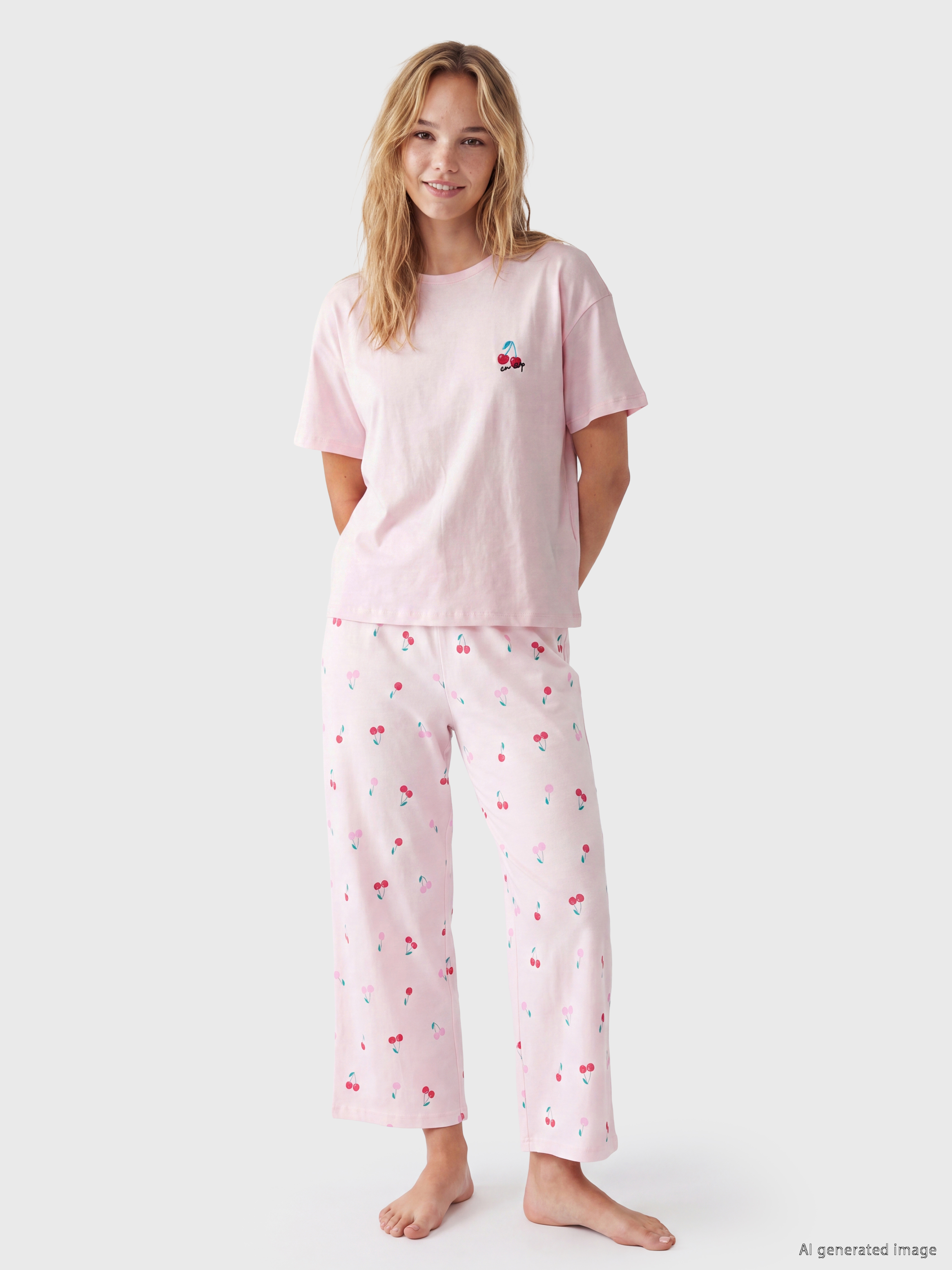 LCW Young Kiraz Baskılı Kadın Pijama Takım