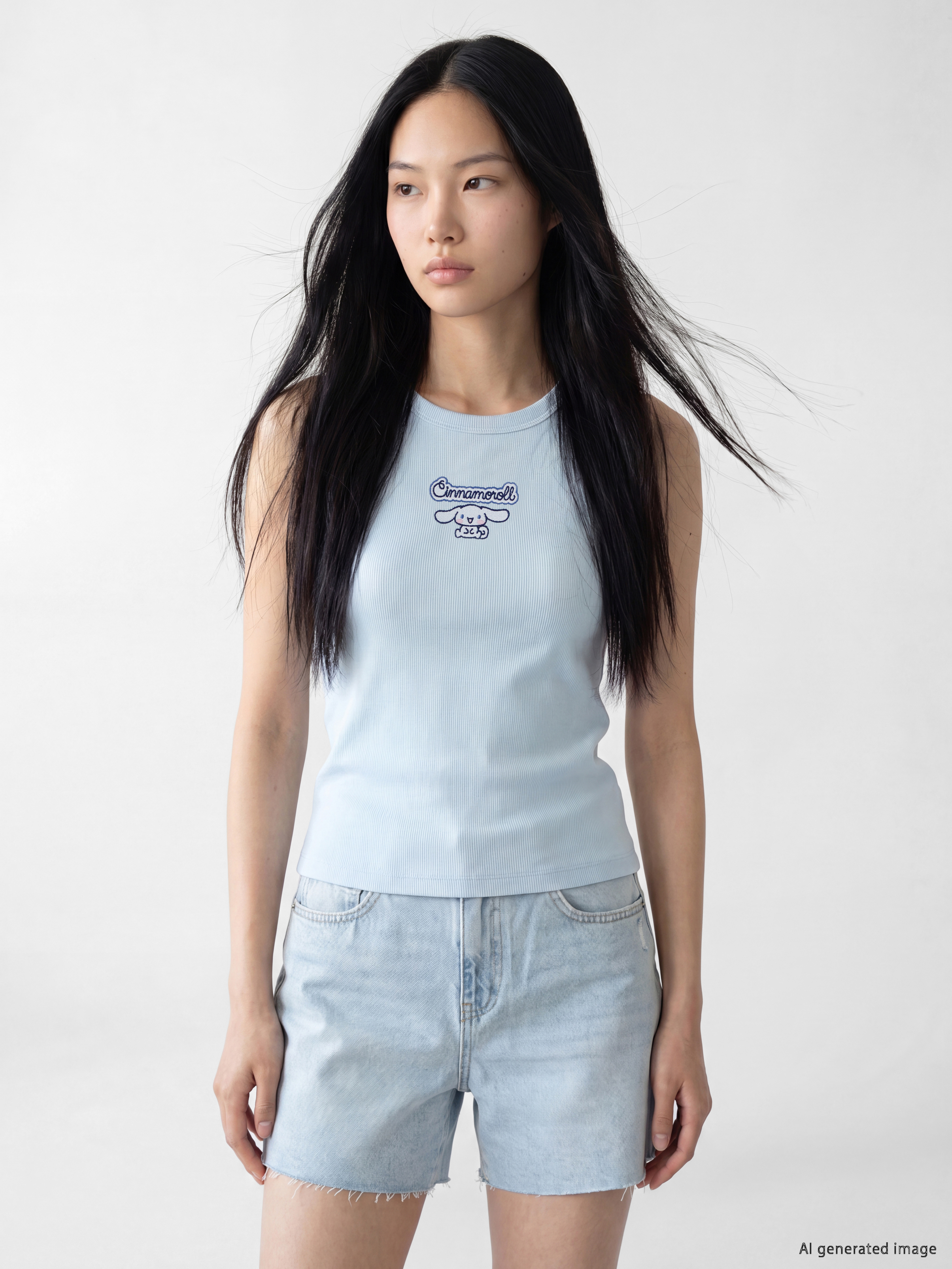 XSIDE Cinnamoroll Nakışlı Bisiklet Yaka Kadın Fitilli Atlet