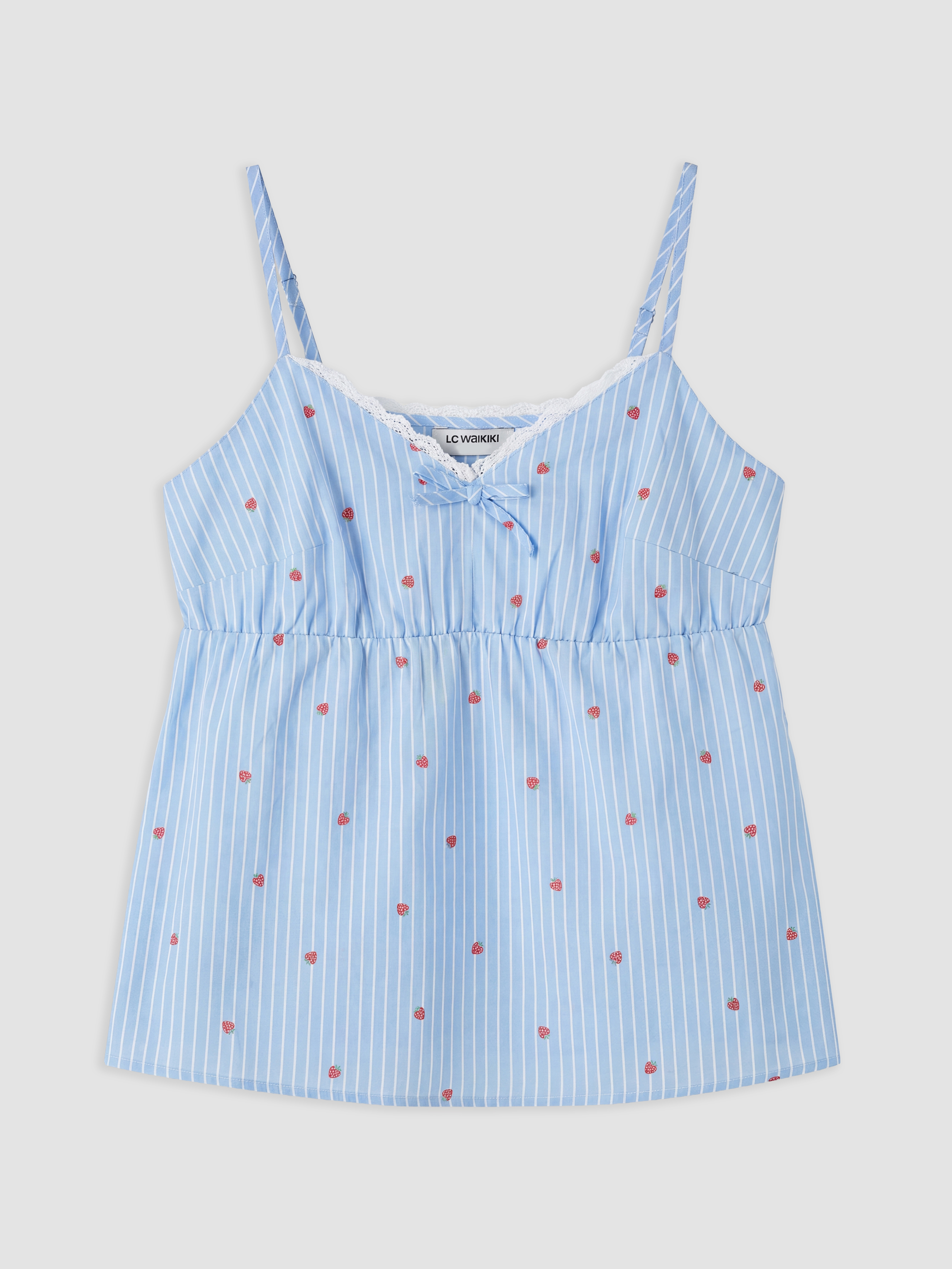 LCW DREAM İp Askılı Çizgili Kalp Desenli Kadın Pijama Takımı görsel 6