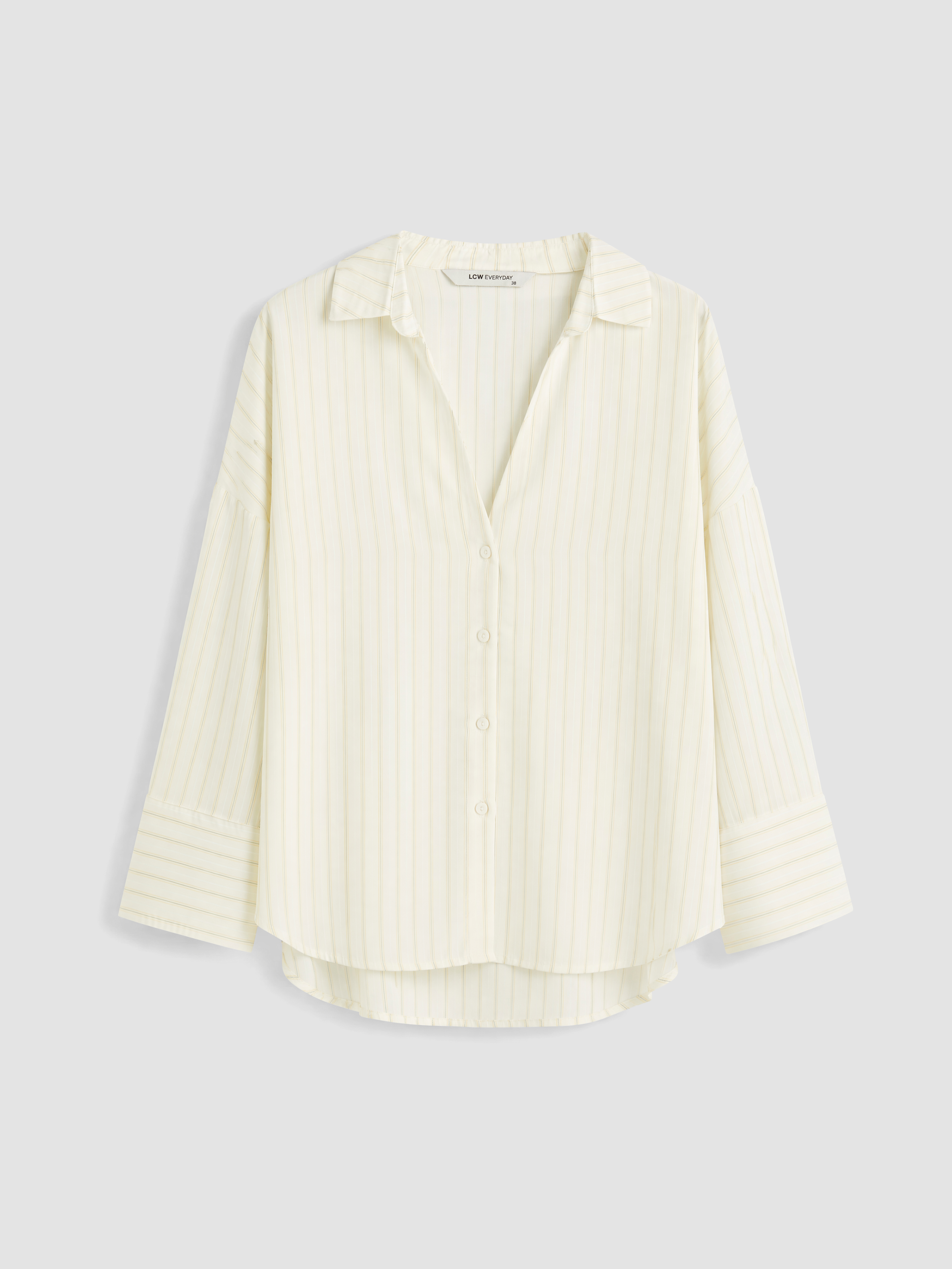 LCW EVERYDAY Çizgili Oversize Kadın Gömlek görsel 5