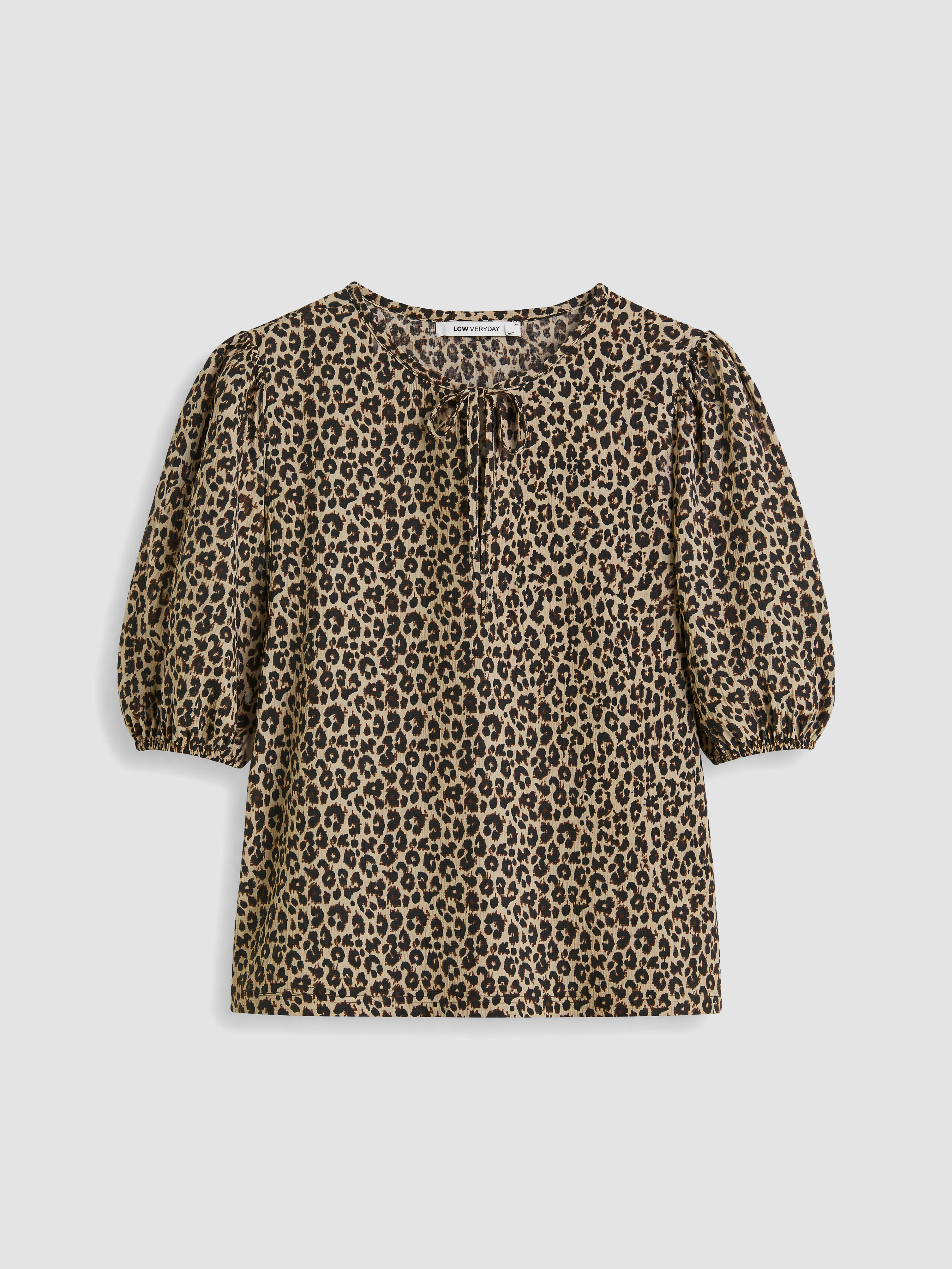 LCW EVERYDAY Bağlamalı Yaka Leopar Desenli Bluz görsel 5