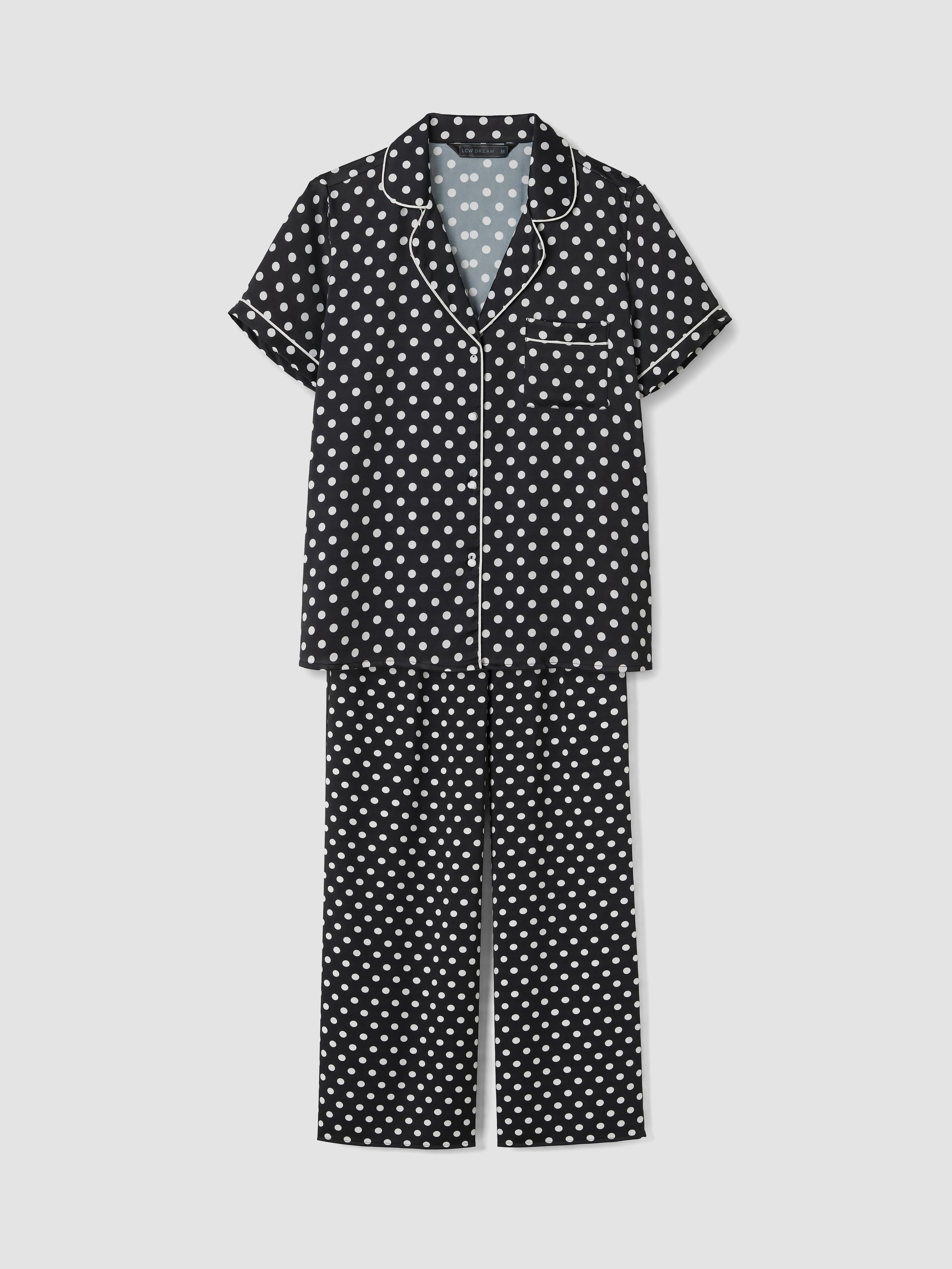 LCW DREAM Gömlek Yaka Puantiyeli Kadın Pijama Takımı görsel 5