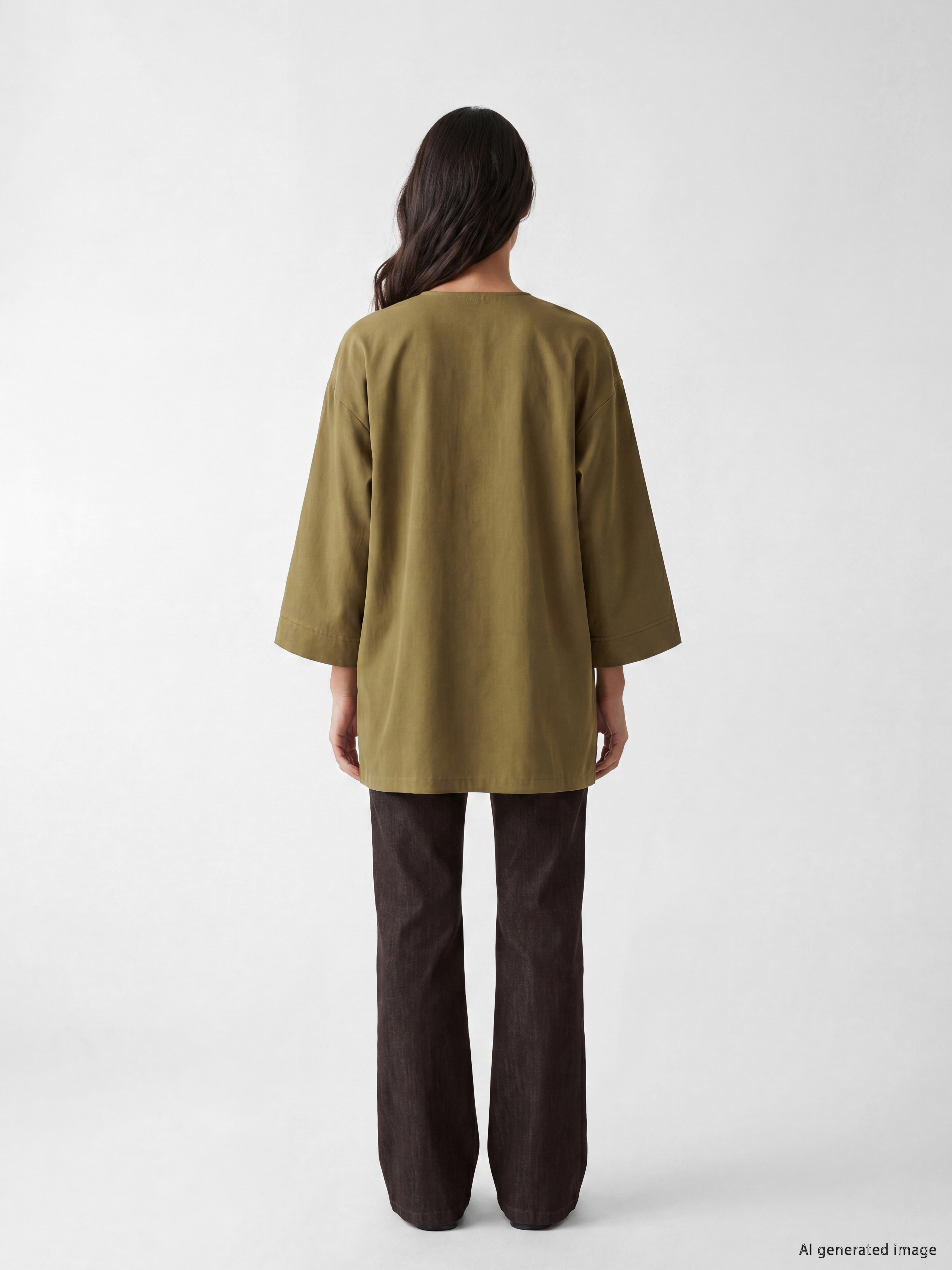 LCW EVERYDAY Oversize Keten Karışımlı Kadın Kimono görsel 3