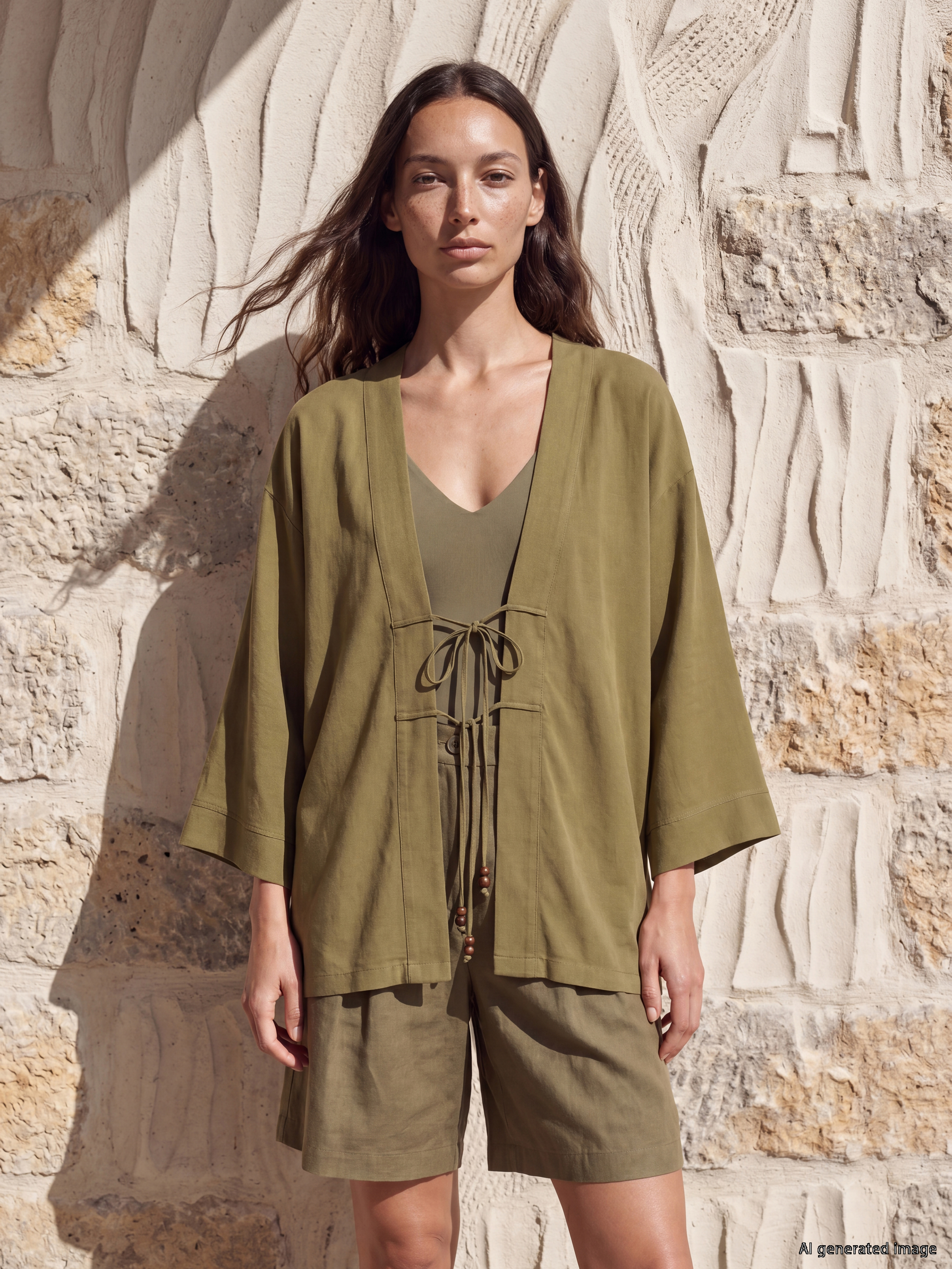 LCW EVERYDAY Oversize Keten Karışımlı Kadın Kimono