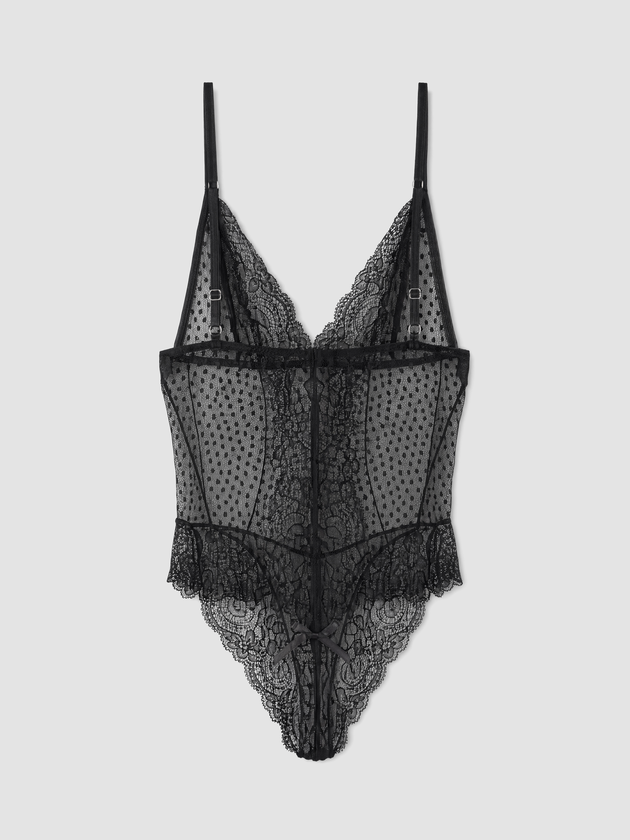 LCW DREAM V Yaka Puantiyeli Dantelli Fantezi Çıtçıtlı Body görsel 3