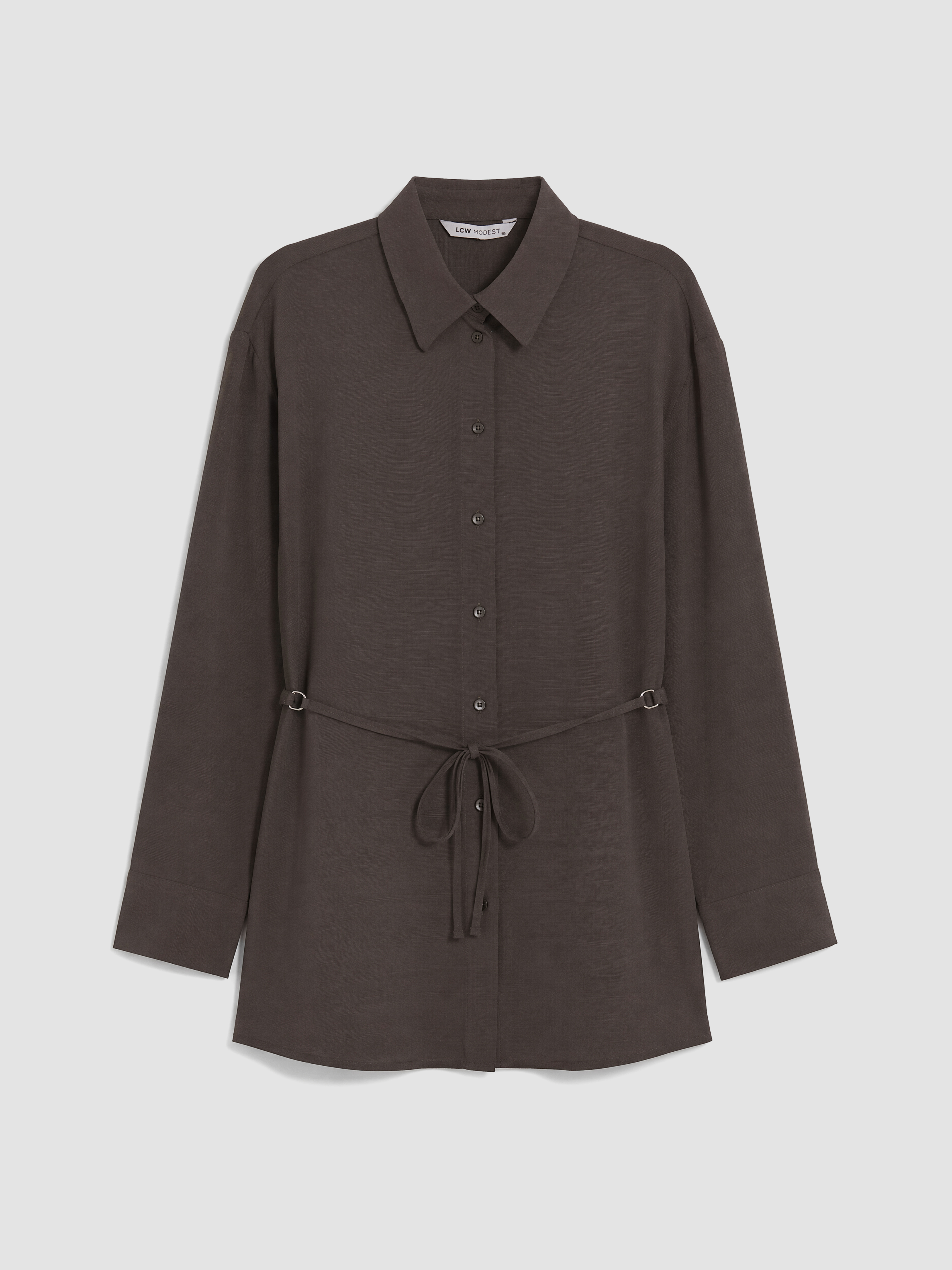 LCW Modest Keten Karışımlı Kadın Gömlek Tunik görsel 5